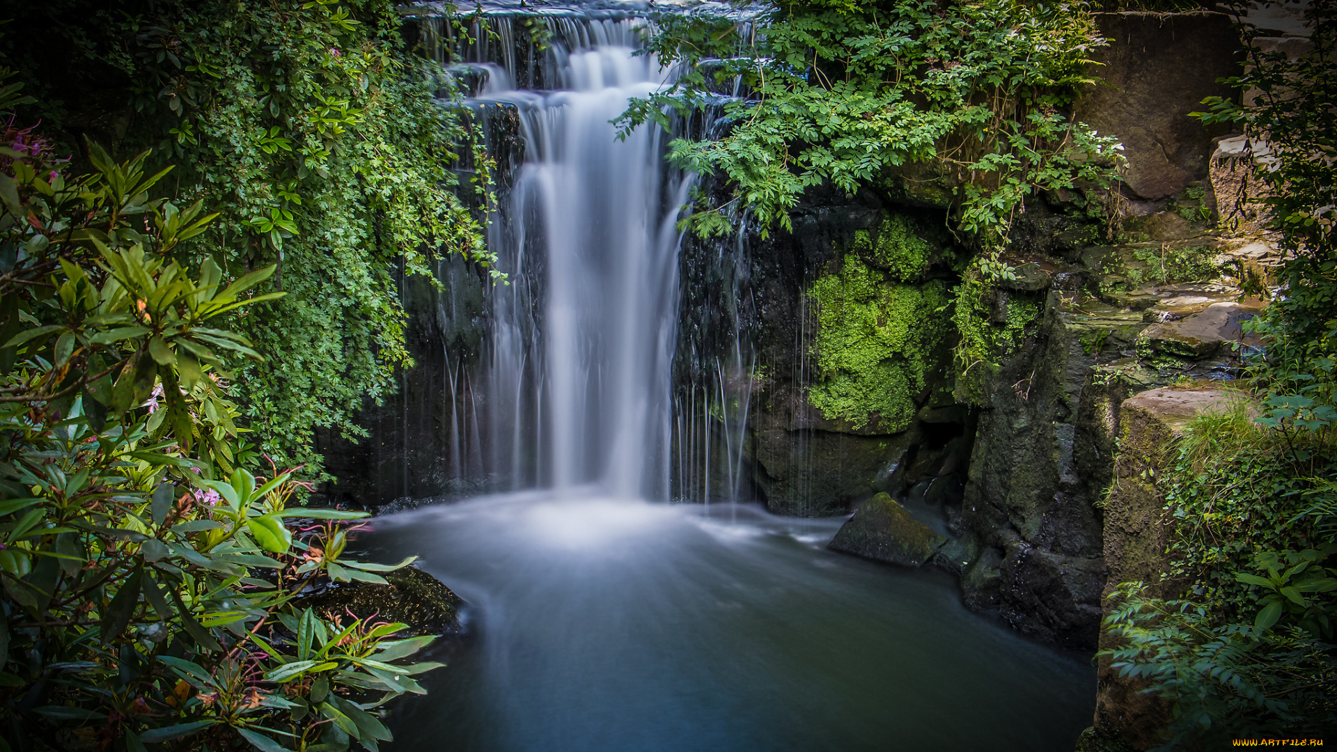 природа, водопады, водопад, река, лес