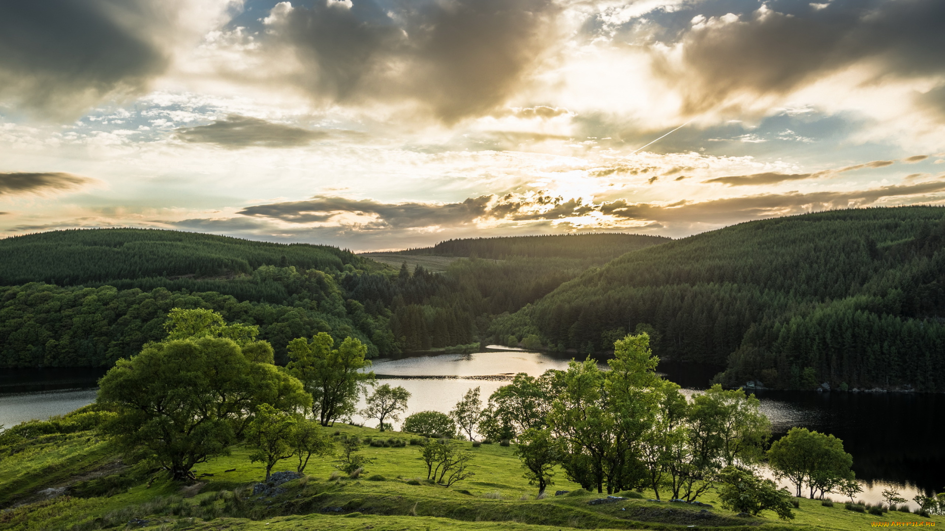 природа, восходы, закаты, озеро, утро, даль