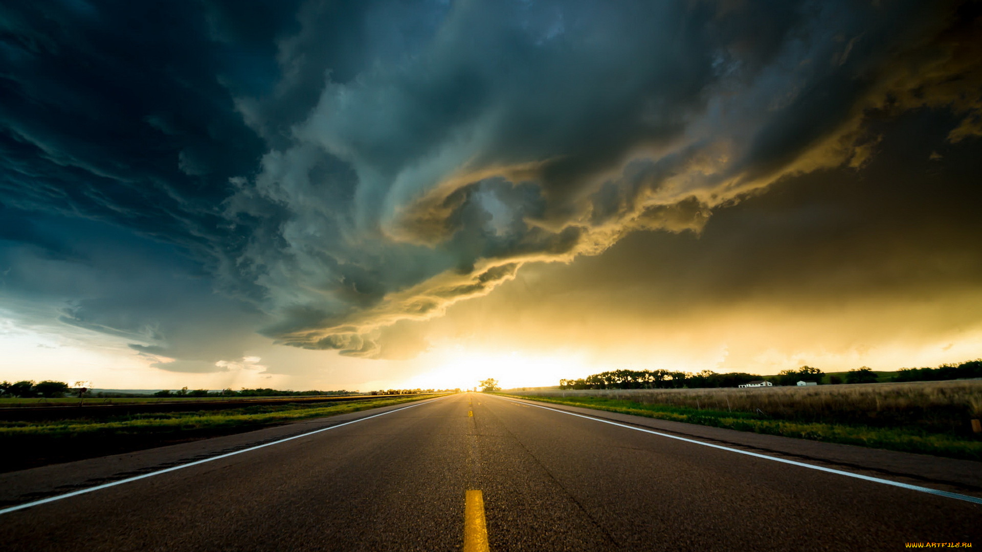 природа, восходы, закаты, пейзаж, небо, дорога