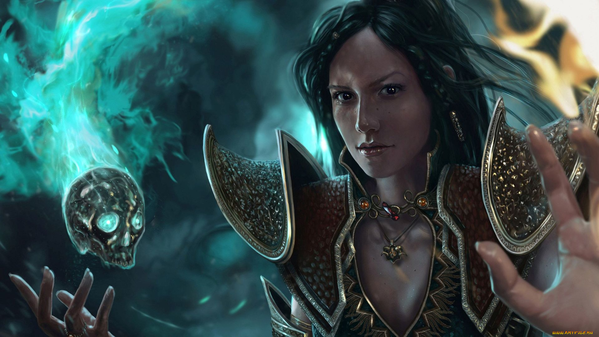 видео, игры, diablo, iii, взгляд, фон, девушка