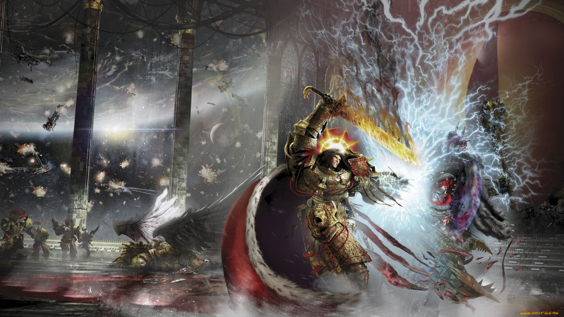 видео, игры, ~~~другое~~~, custodes, sanguinius, сангвиний, терра, horus, хорус, terra, император, emperor, visions, of, heresy, схватка