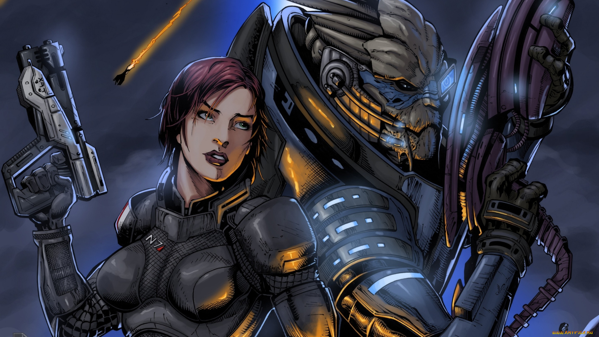 видео, игры, mass, effect, garrus, vakarian, mass, effect, art, девушка, фантастика, пришелец, turian, c-sec, shepard, spectre