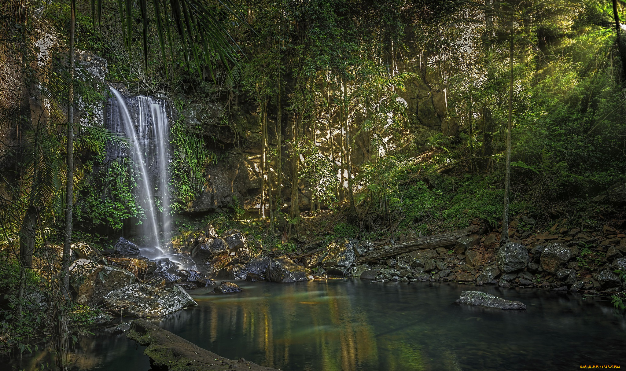 природа, водопады, водопад, река, лес