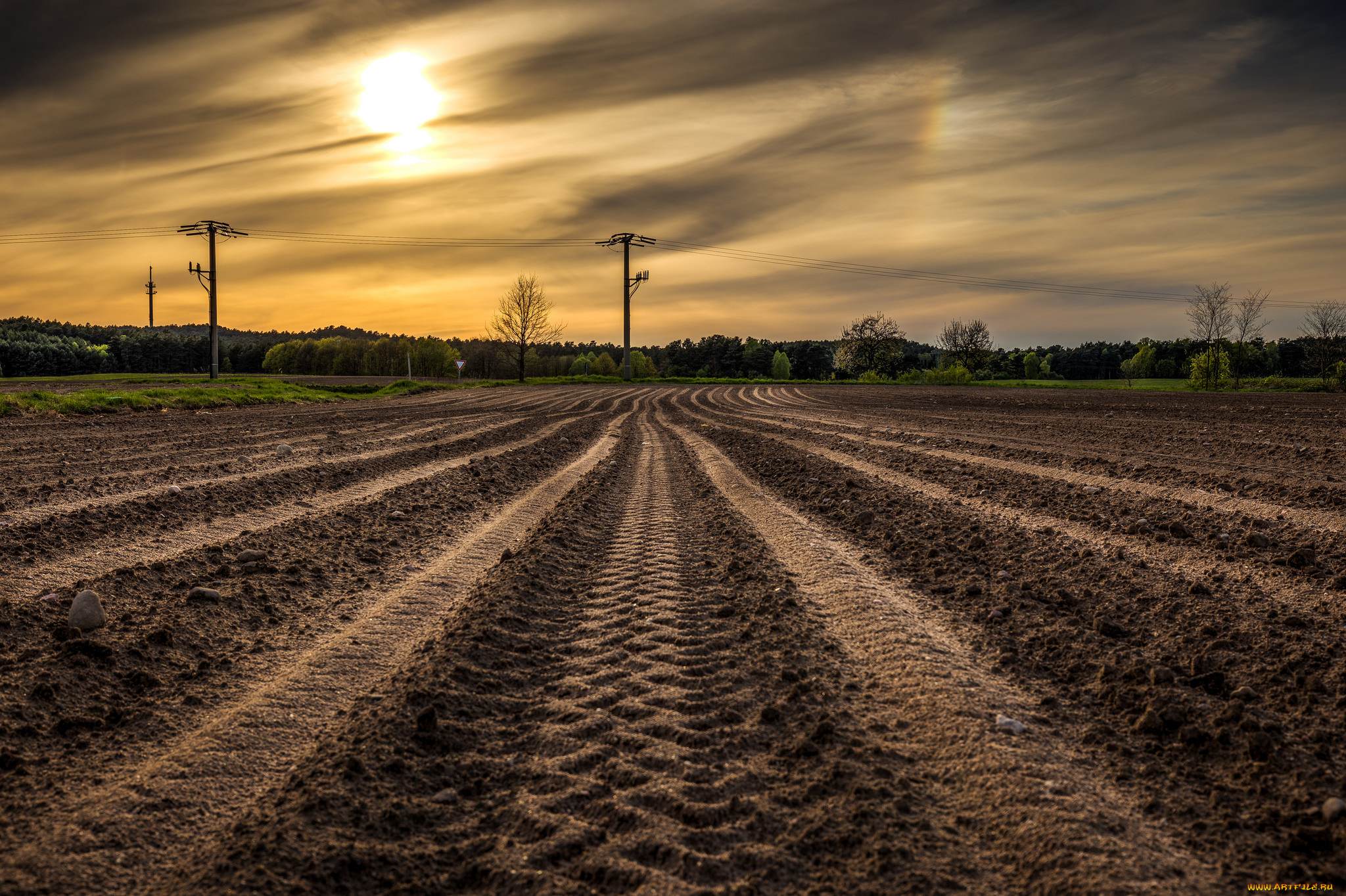 природа, восходы, закаты, вечер, пашня