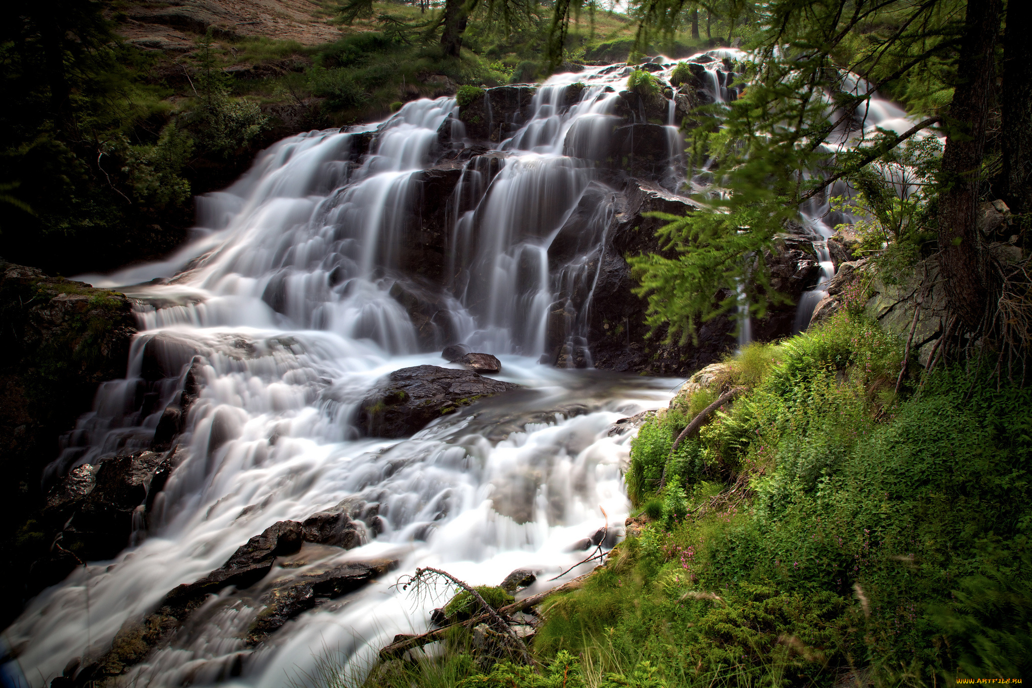 природа, водопады, река, водопад