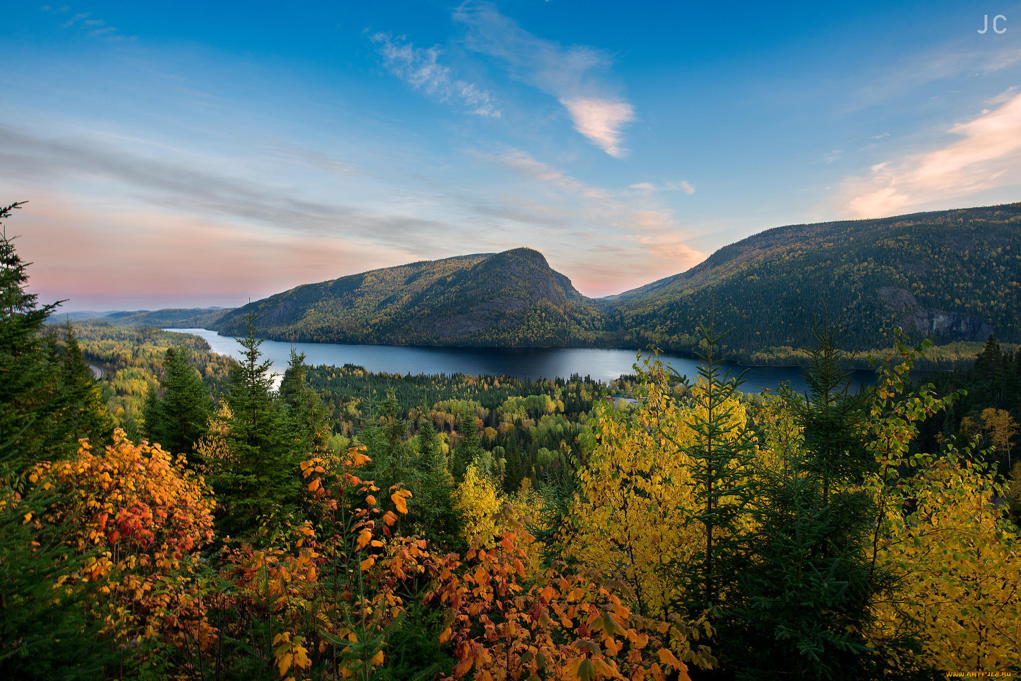 природа, пейзажи, деревья, горы, озеро, лес, осень