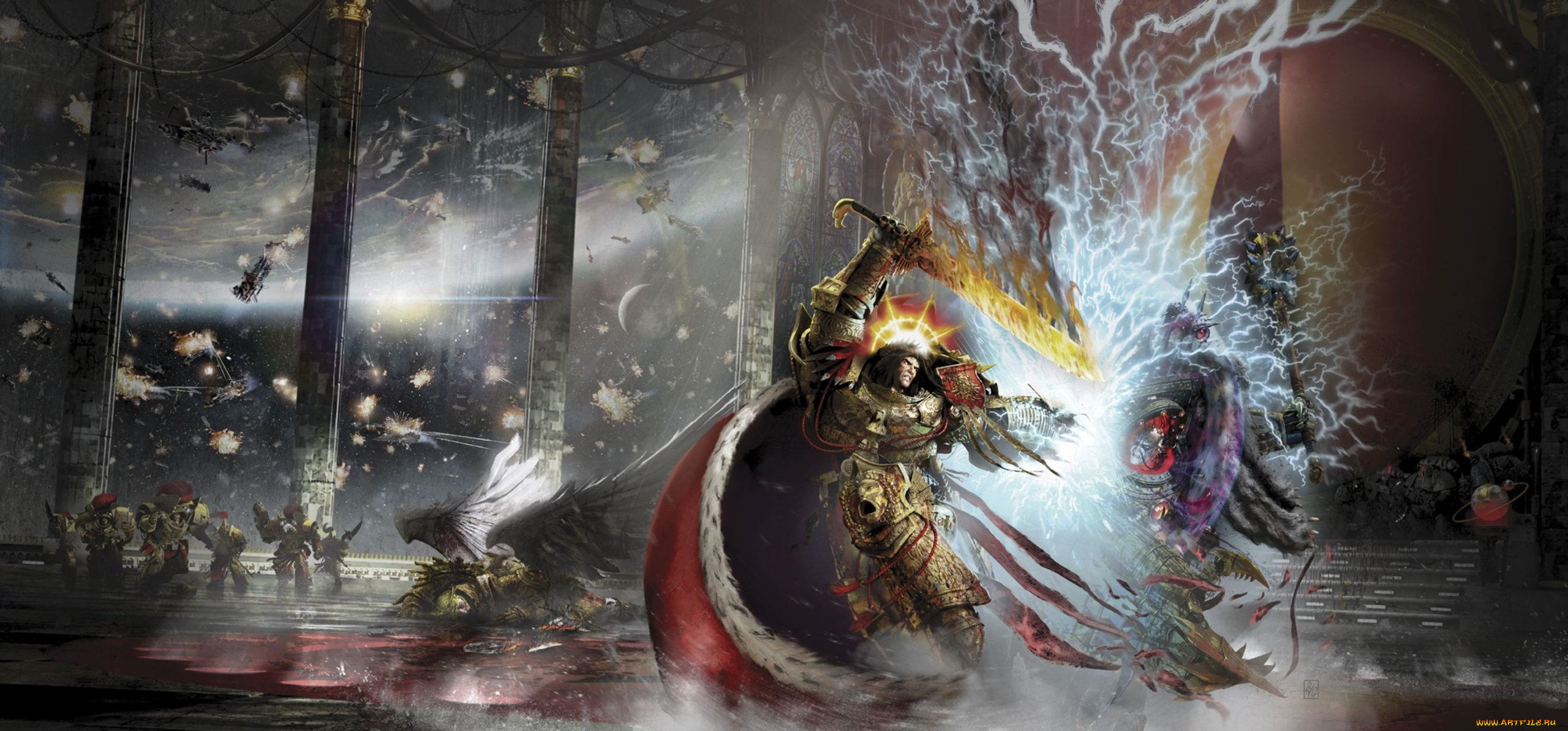 видео, игры, ~~~другое~~~, custodes, sanguinius, сангвиний, терра, horus, хорус, terra, император, emperor, visions, of, heresy, схватка
