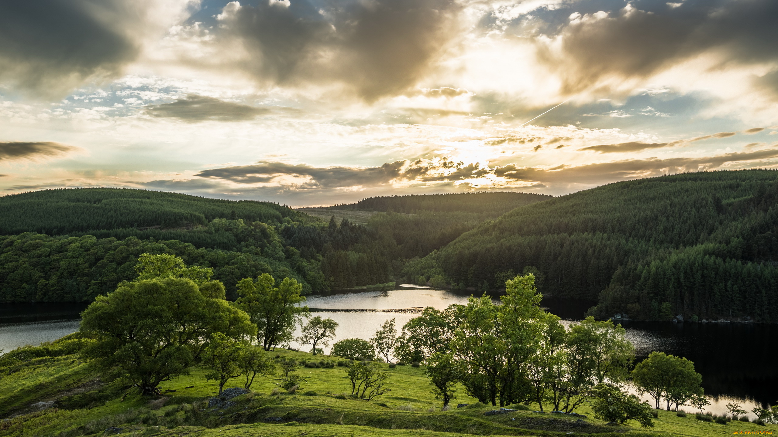 природа, восходы, закаты, озеро, утро, даль
