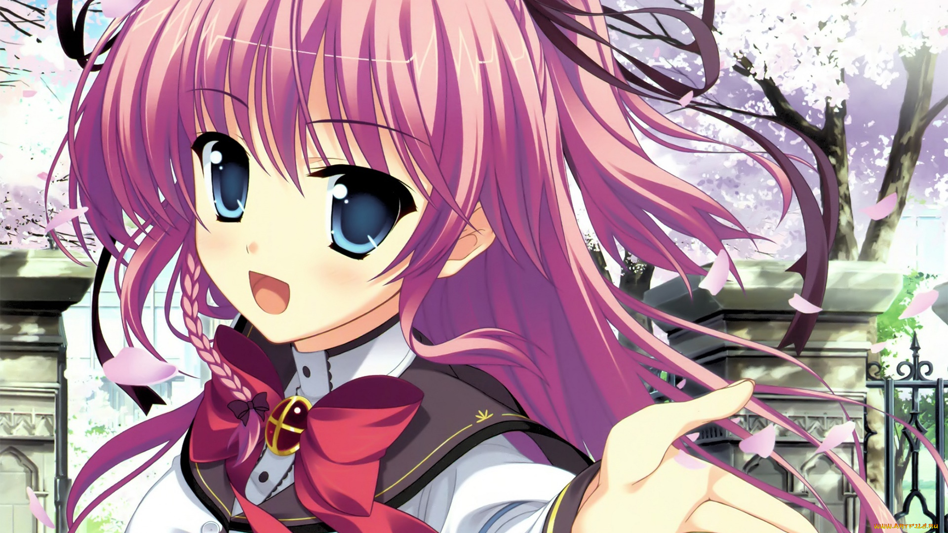 аниме, angel, beats, фон, взгляд, девушка