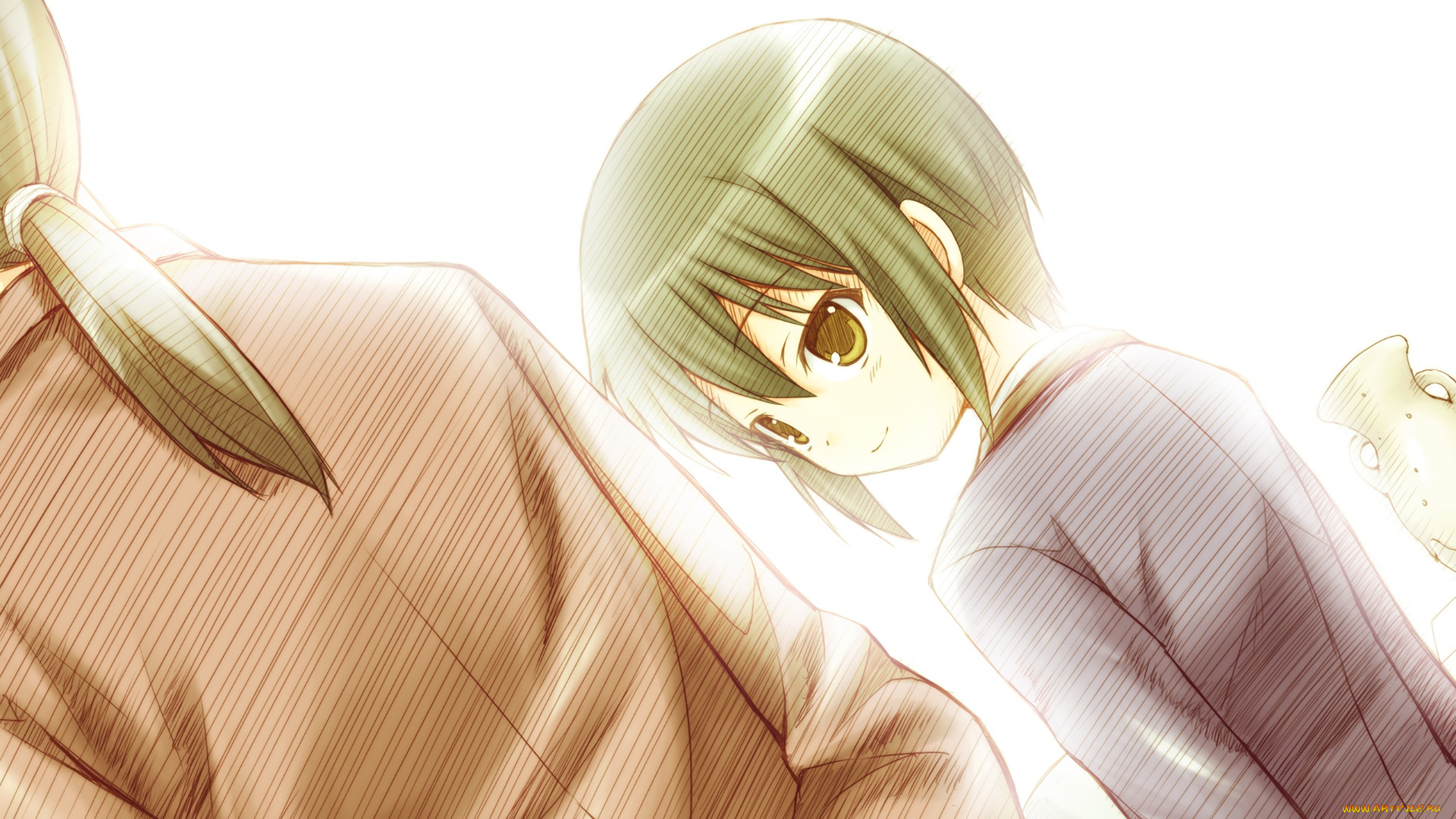 аниме, angel, beats, фон, взгляд, девушка