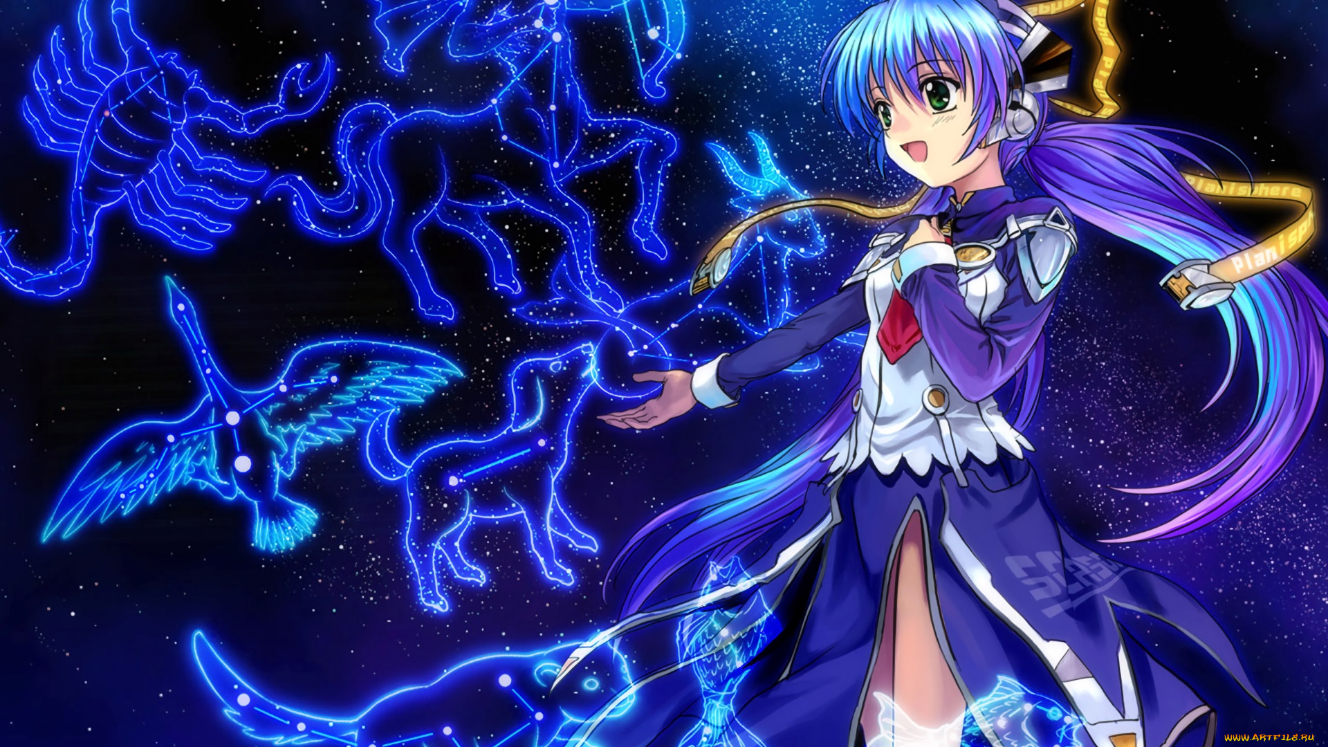 аниме, planetarian, девушка, фон, взгляд