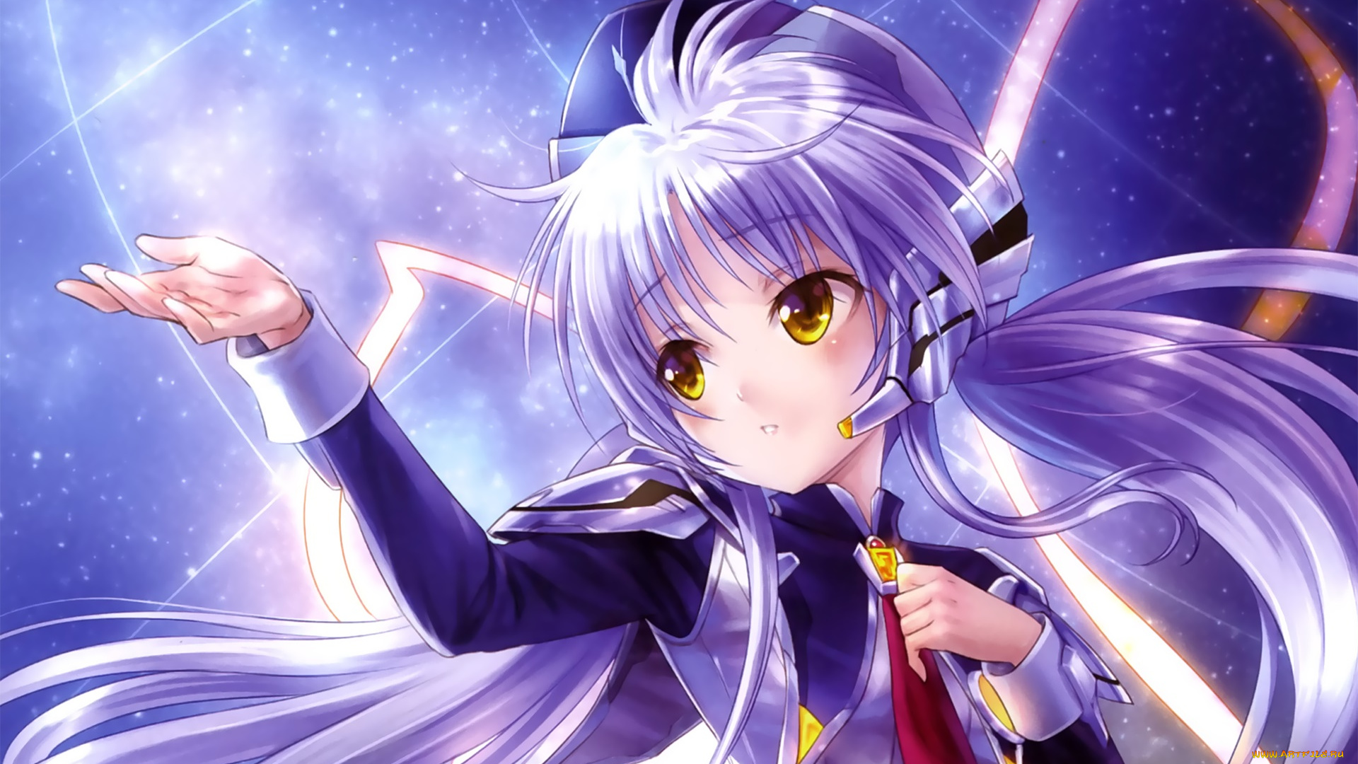 аниме, planetarian, девушка, взгляд, фон