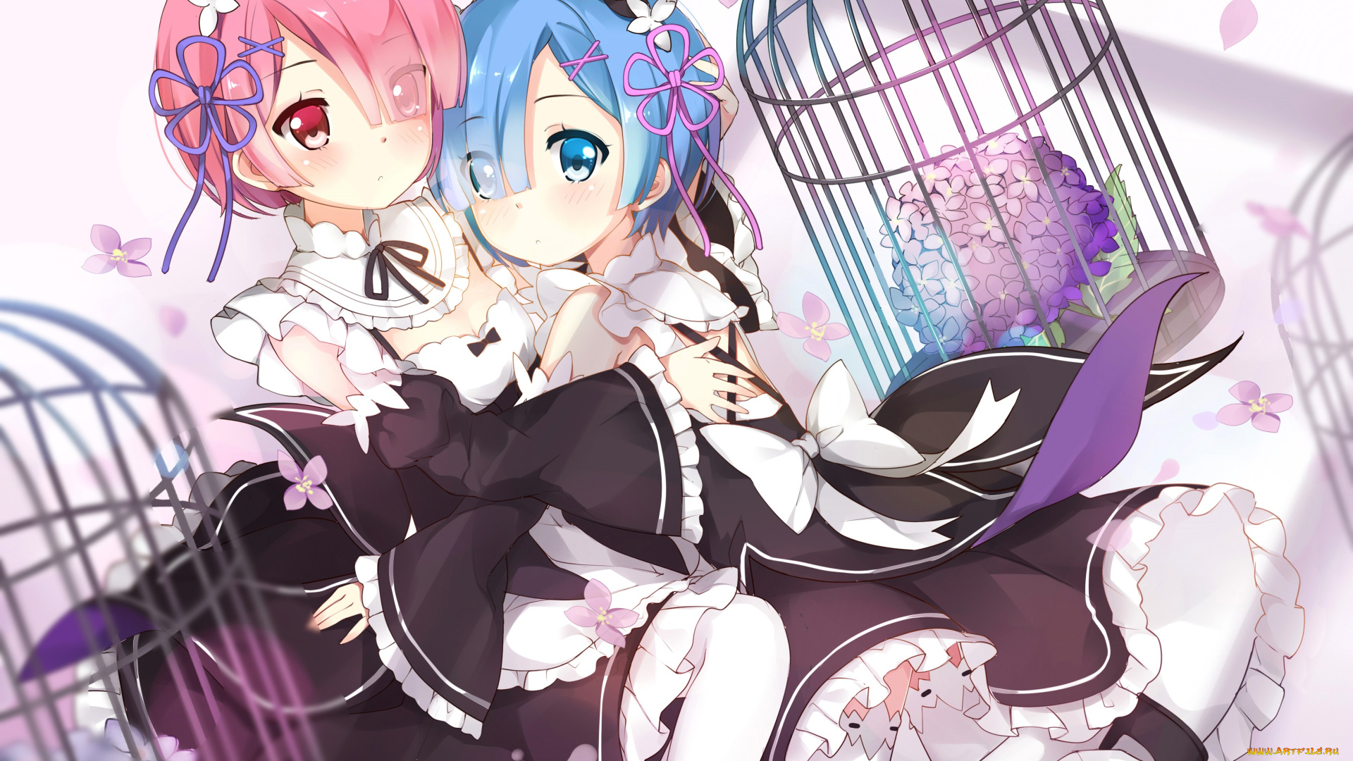 аниме, re, , zero, kara, hajimeru, isekai, seikatsu, рем, рам