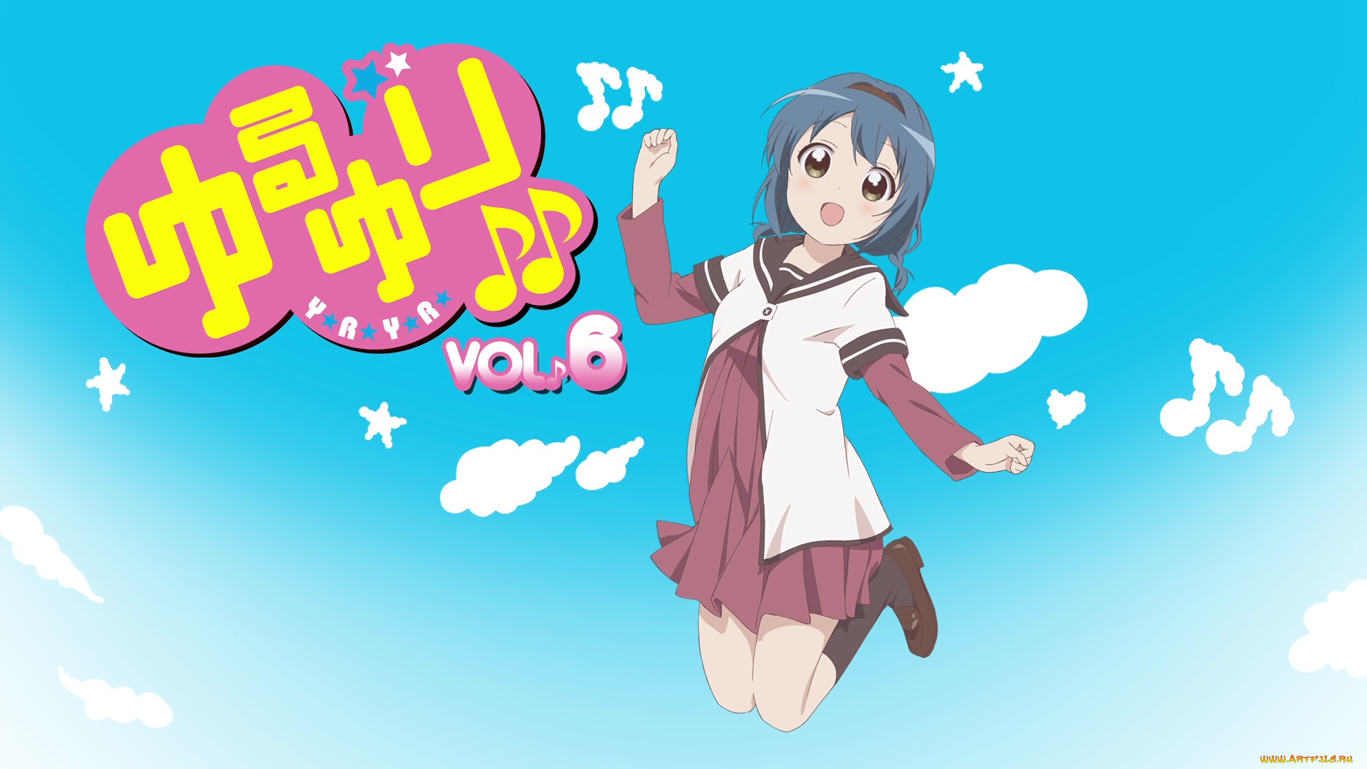 аниме, yuru, yuri, фон, девушка, взгляд