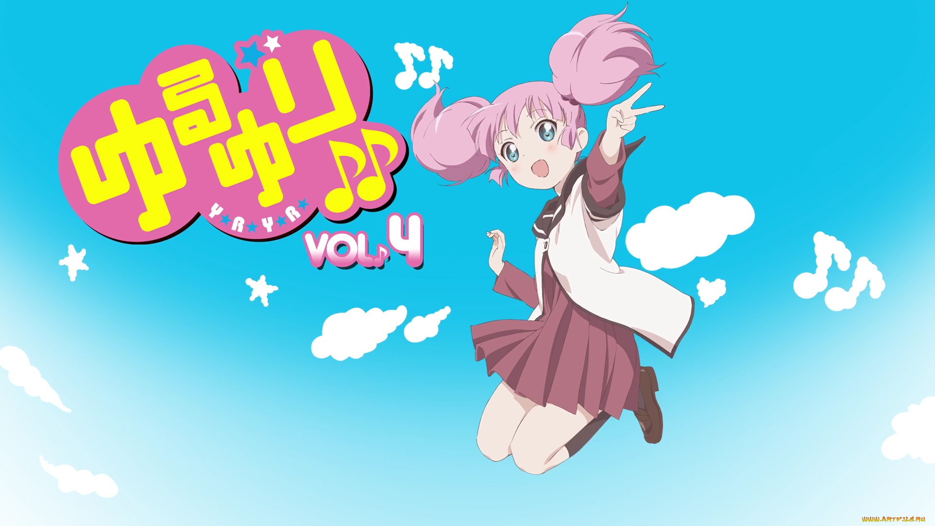 аниме, yuru, yuri, взгляд, фон, девушка