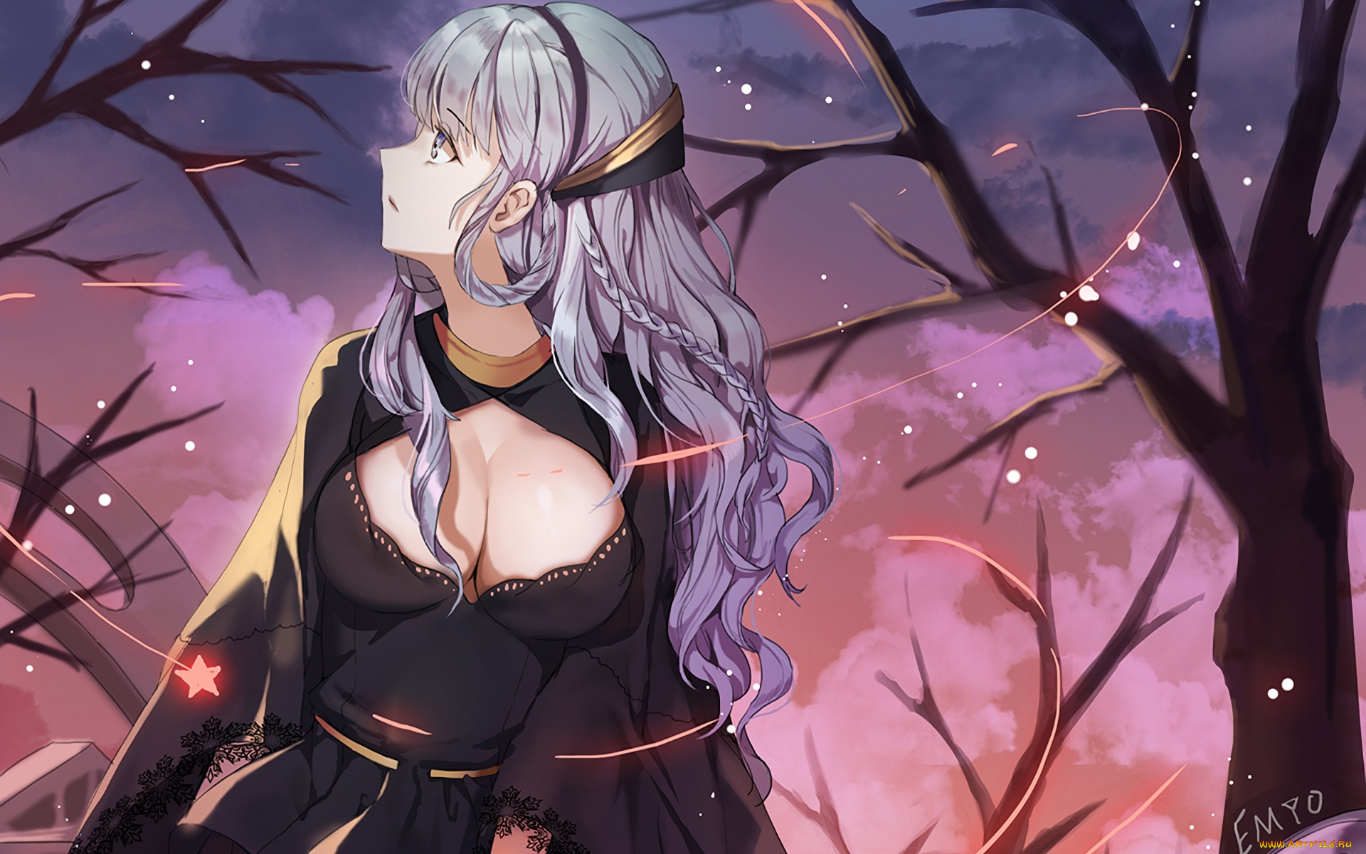 аниме, unknown, , другое, фон, взгляд, девушка