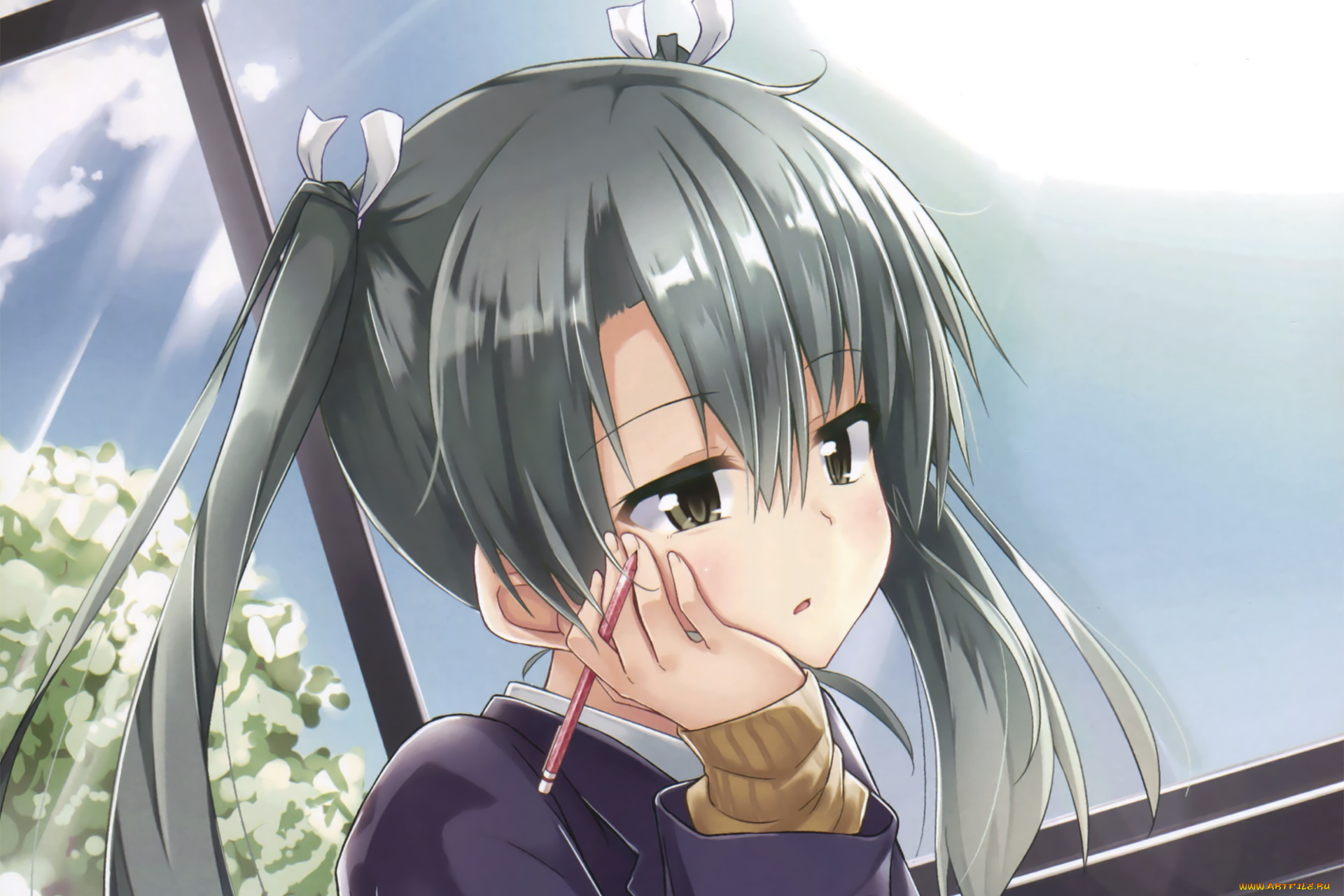 аниме, kantai, collection, фон, взгляд, девушка