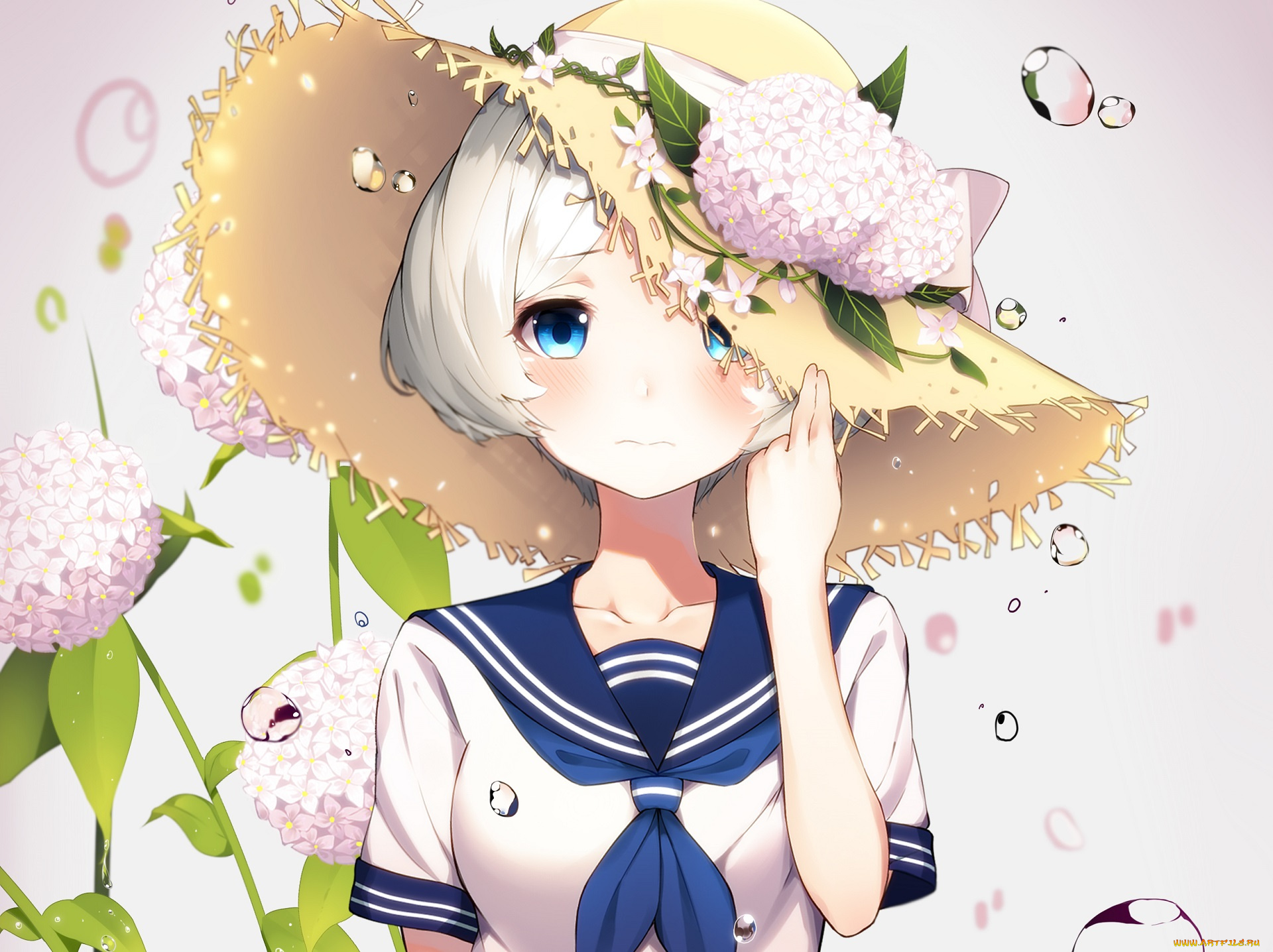 аниме, unknown, , другое, шляпа, гортензия, девочка