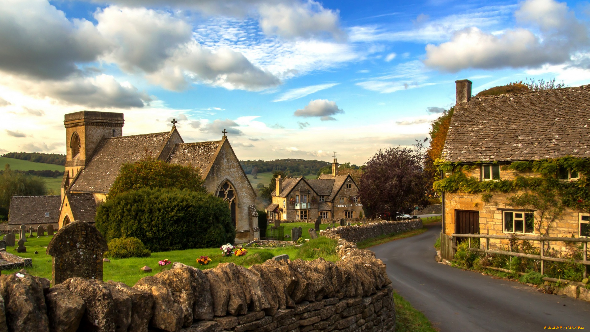 англия, города, -, улицы, , площади, , набережные, здания, дорога, деревья, облака