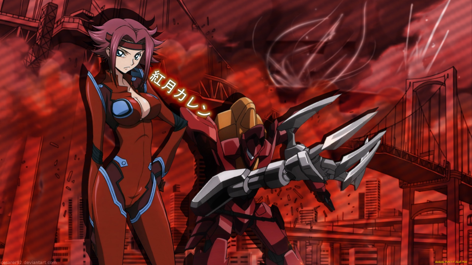 аниме, code, geass, взгляд, девушка, фон