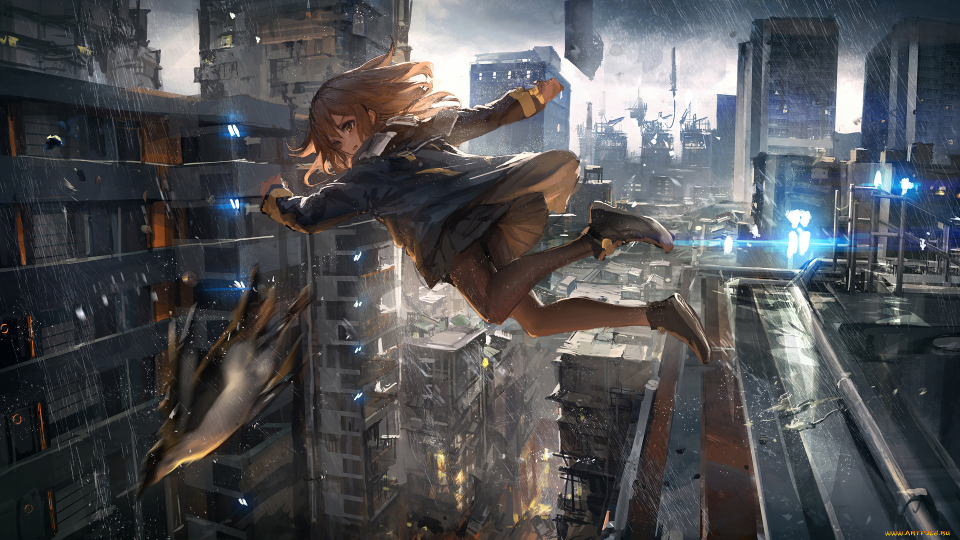 аниме, город, , улицы, , здания, original