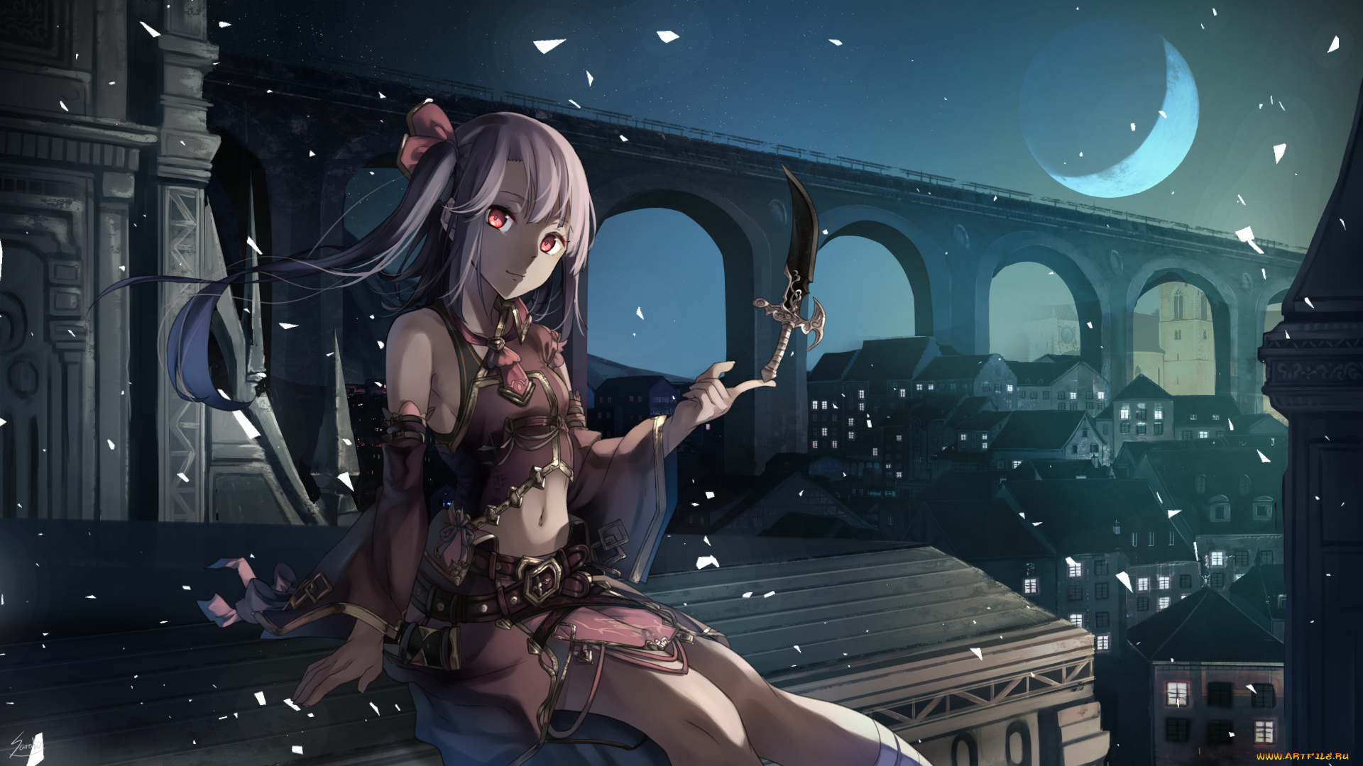 аниме, город, , улицы, , здания, saraki