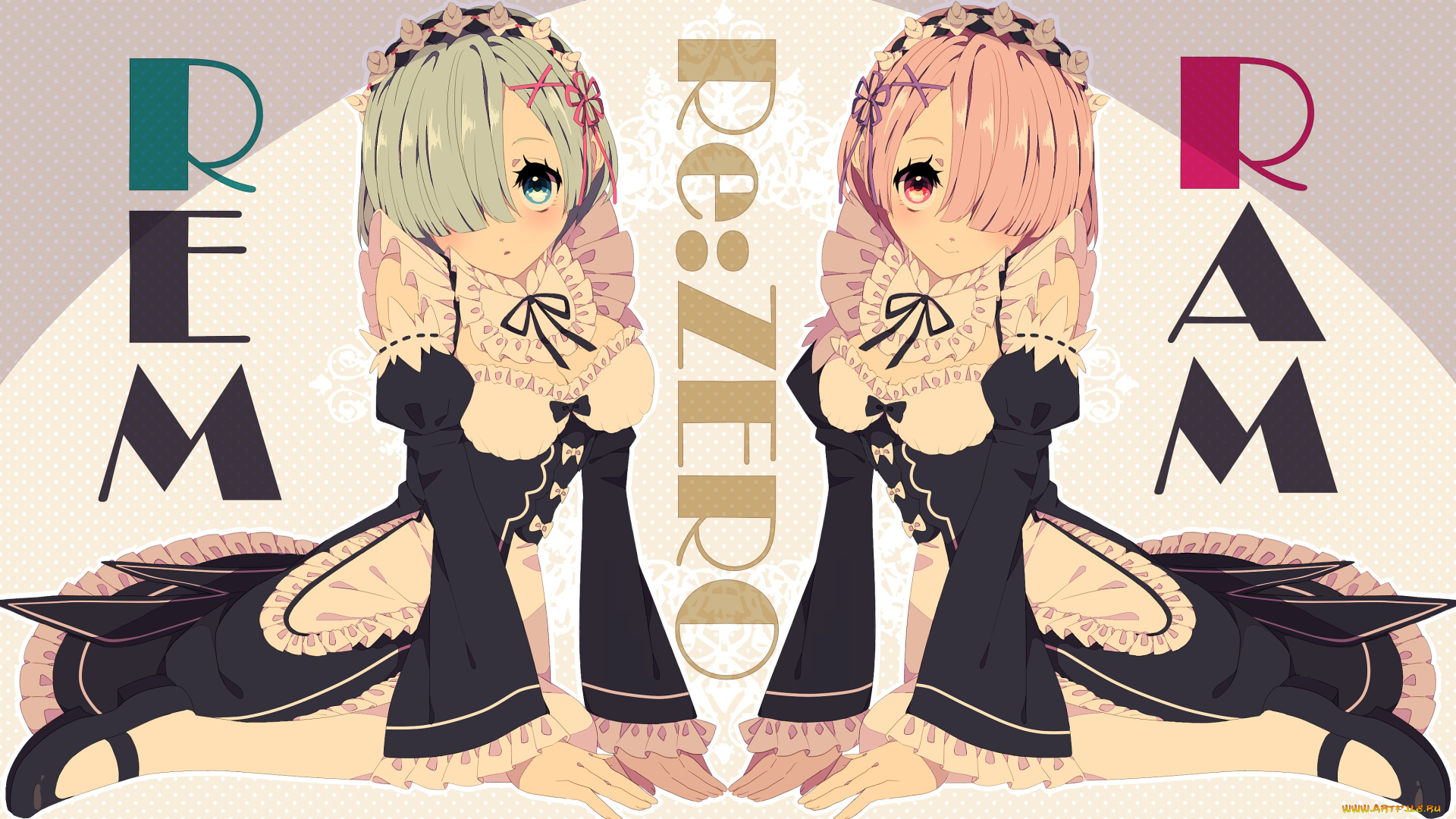 аниме, re, , zero, kara, hajimeru, isekai, seikatsu, ram, rem