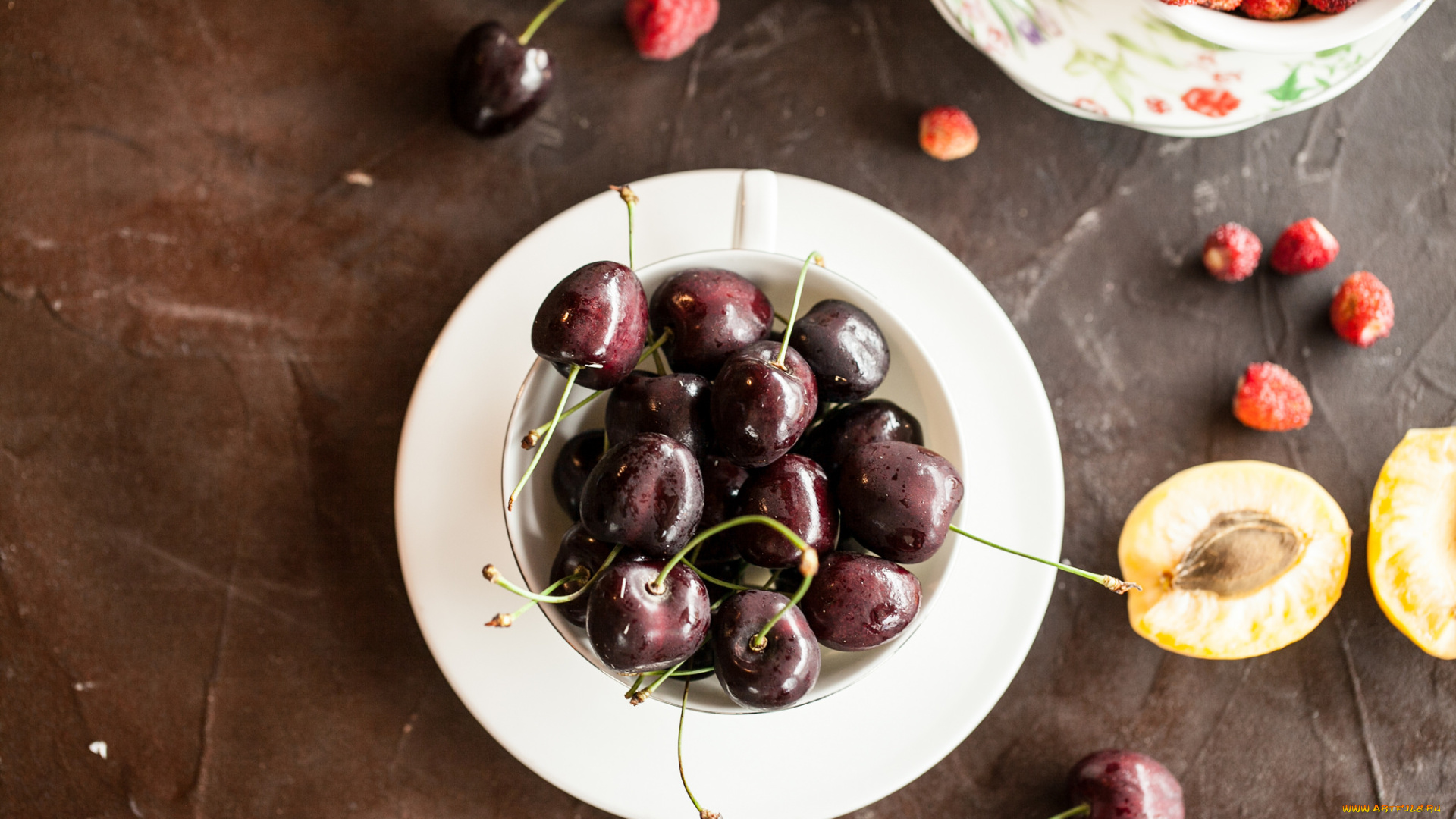 еда, фрукты, , ягоды, земляника, черешня, ягоды, малина, абрикос