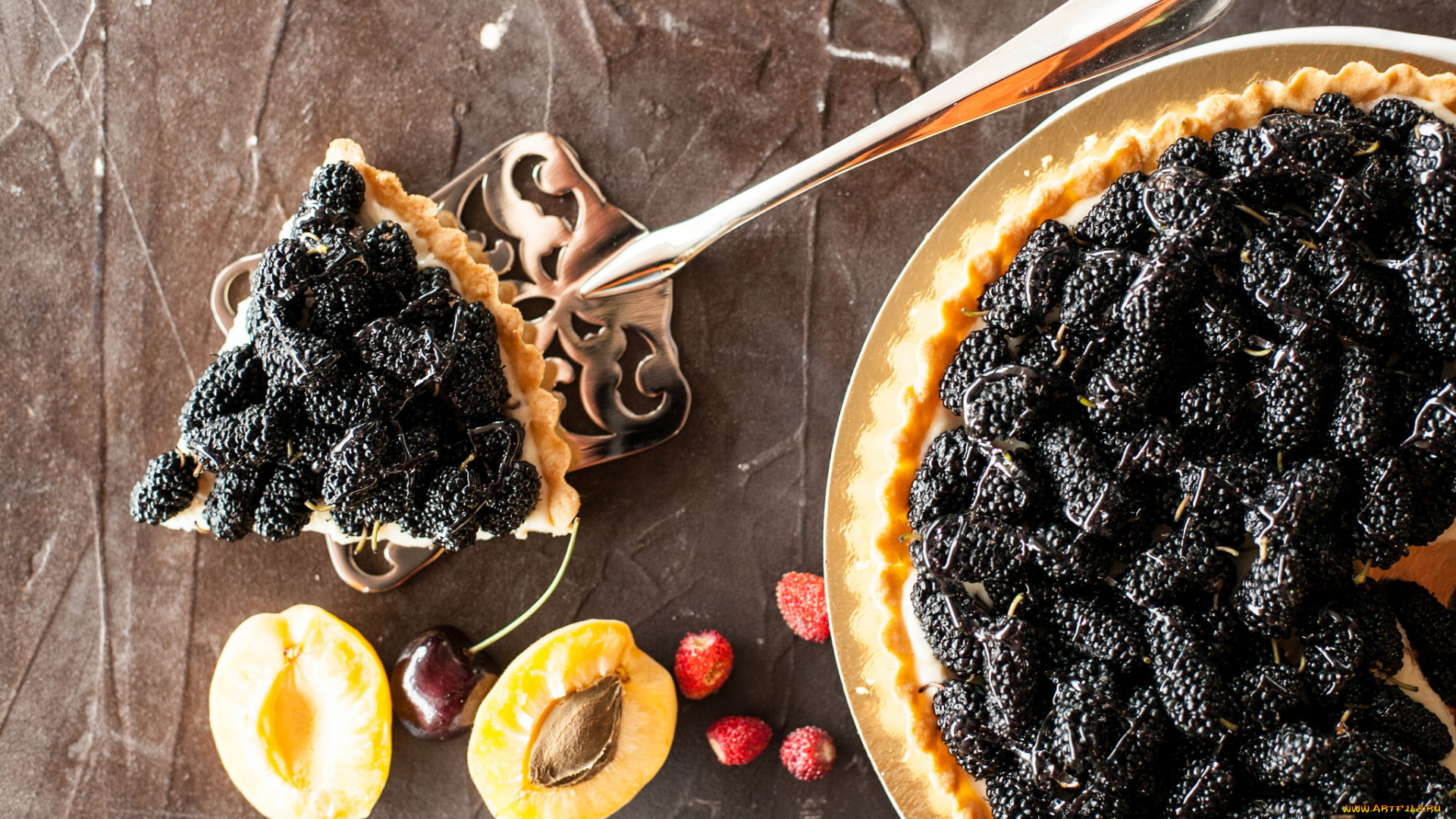 еда, пироги, фрукты, лопатка, начинка, пирог