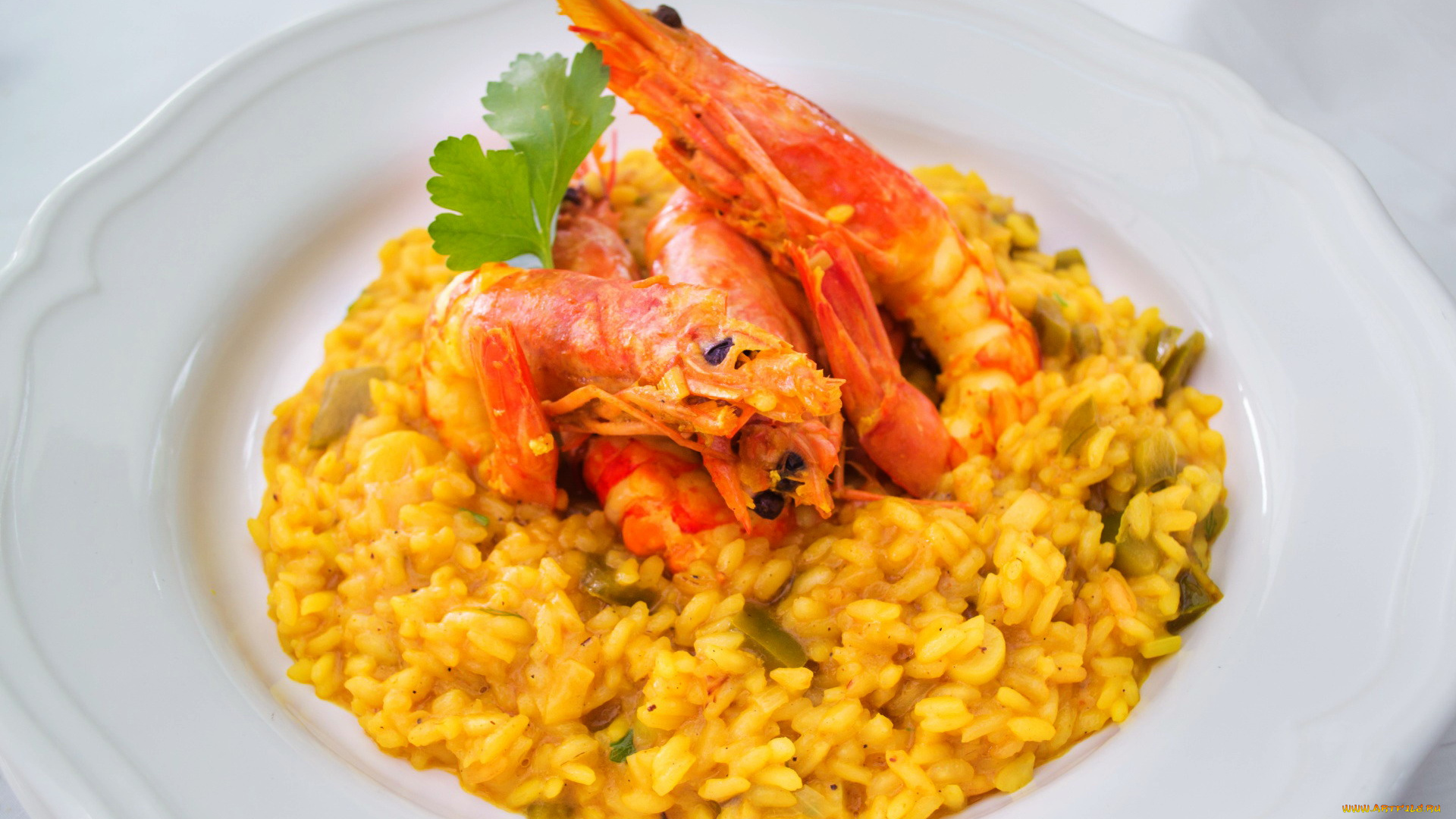 еда, рыбные, блюда, , с, морепродуктами, рисотто, креветки