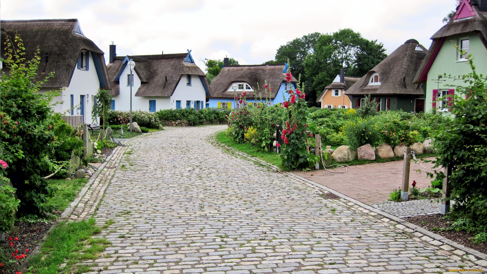 германия, города, -, улицы, , площади, , набережные, дорога, растения, дома