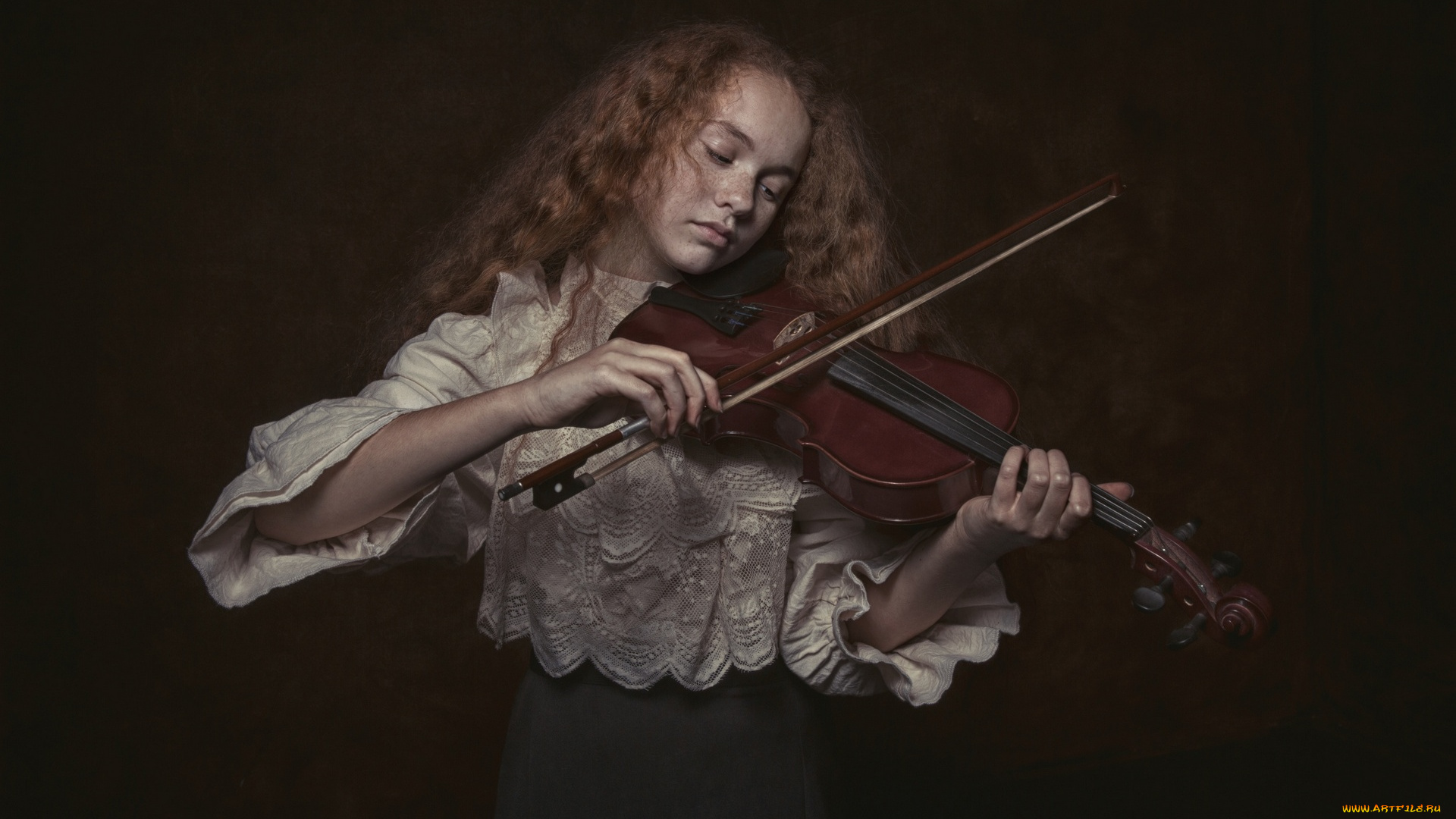 музыка, -, другое, скрипка, девушка