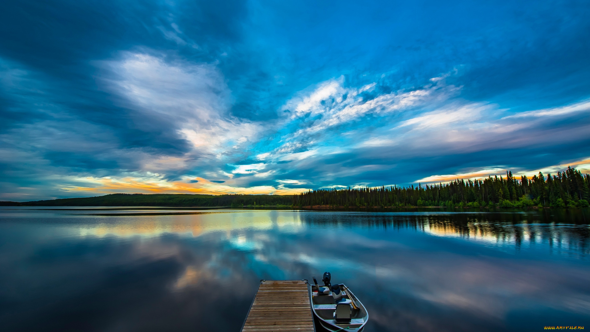 природа, реки, озера, лес, закат, lake, country, озеро, бивер, canada, beaver, канада, причал, британская, колумбия, лодка, british, columbia