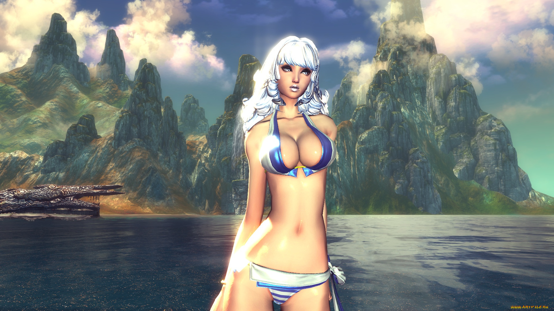 рисованное, люди, фон, взгляд, девушка