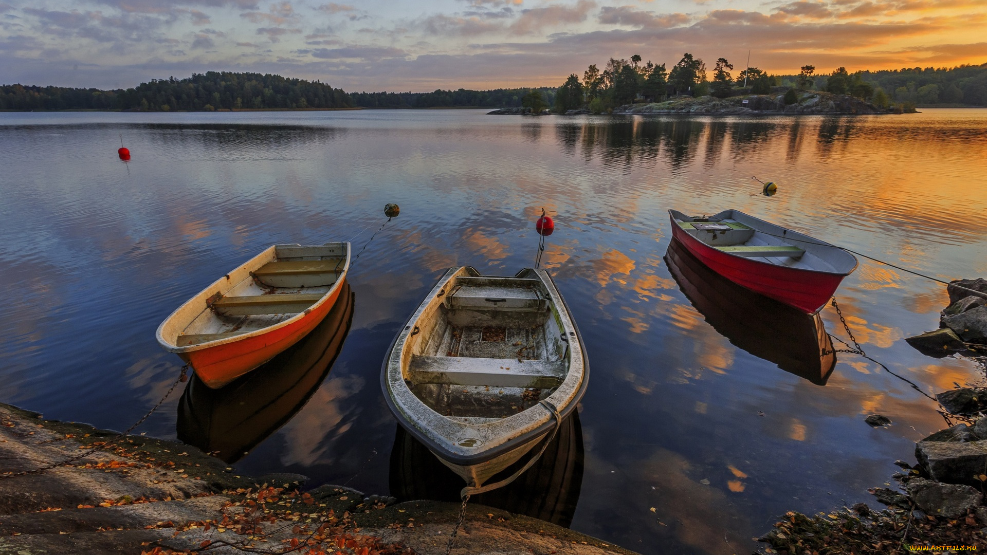 швеция, корабли, лодки, , шлюпки, водоем, острова, облака, деревья