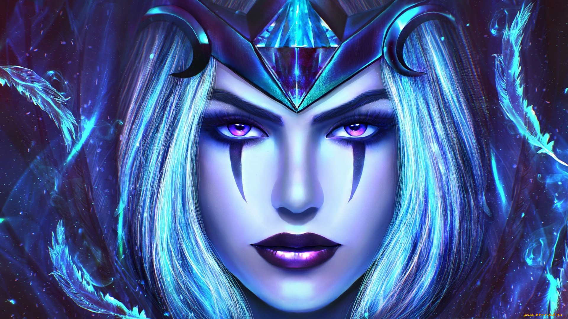 видео, игры, league, of, legends, woman, eyes, ravenborn, leblanc, girl, long, hairl, blue, face