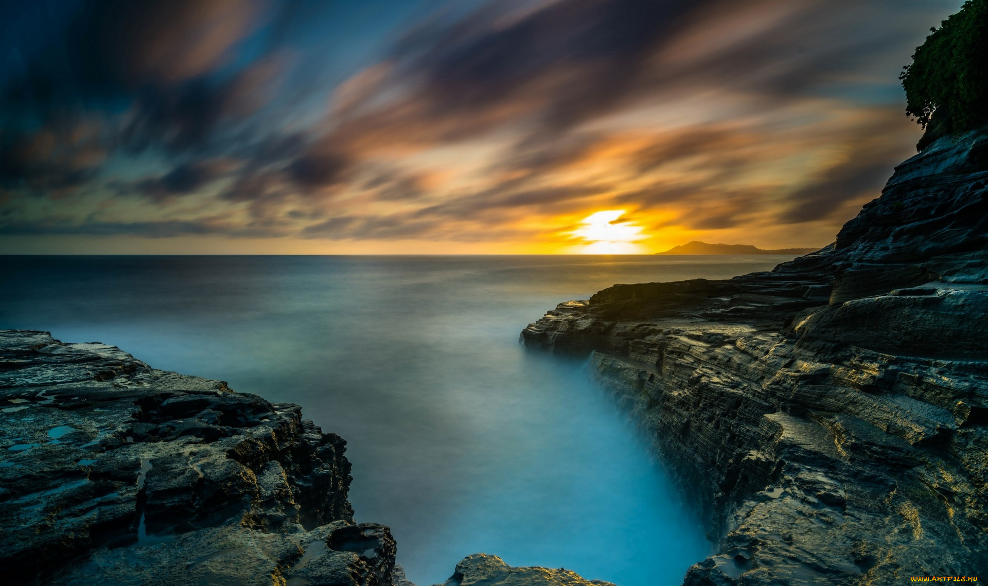 природа, восходы, закаты, камни, водоем, облака