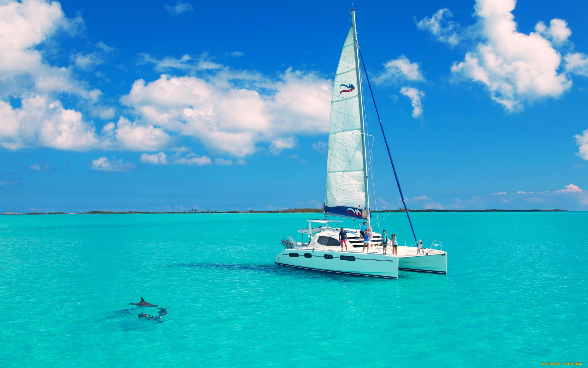 корабли, катамараны, и, тримараны, море, яхта, отдых