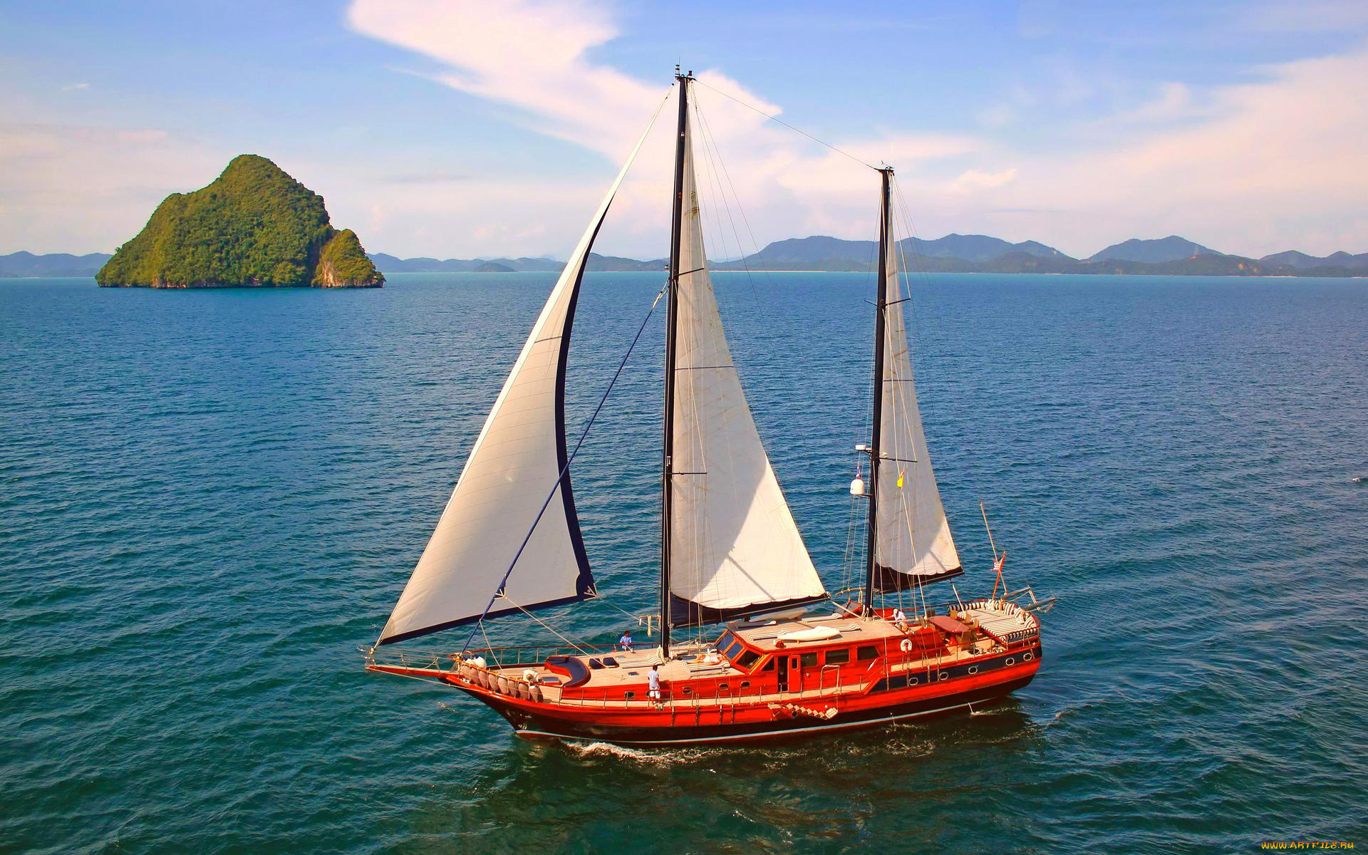 корабли, Яхты, море, острова, яхта