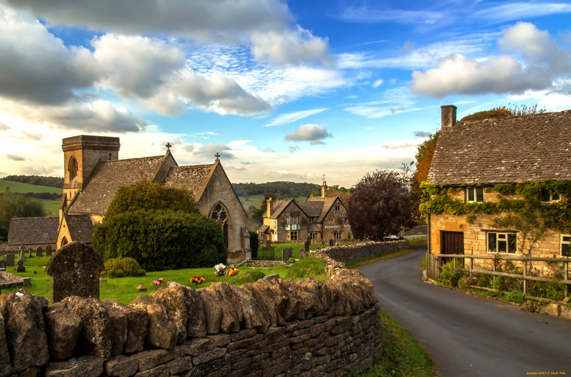 англия, города, -, улицы, , площади, , набережные, здания, дорога, деревья, облака