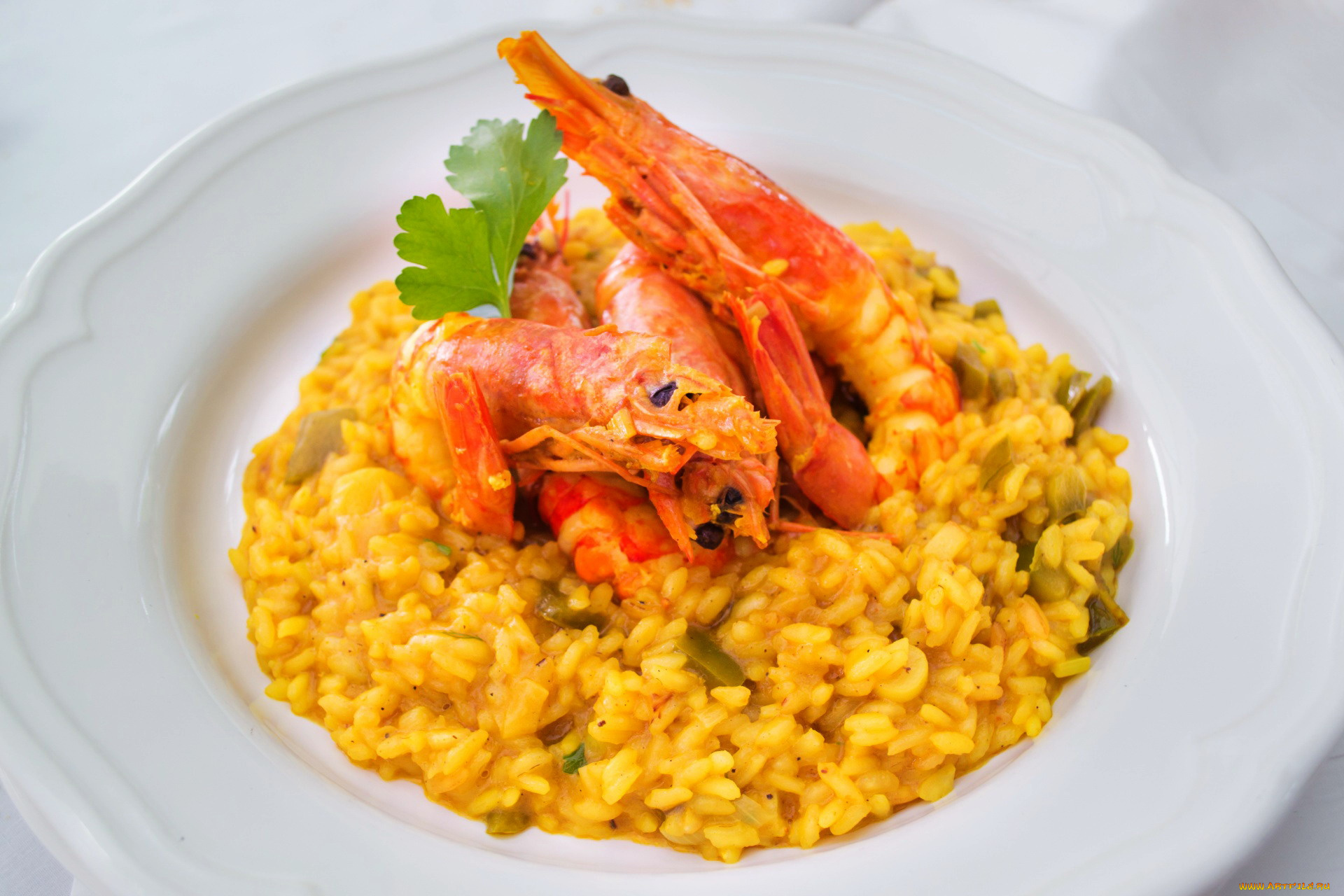 еда, рыбные, блюда, , с, морепродуктами, рисотто, креветки