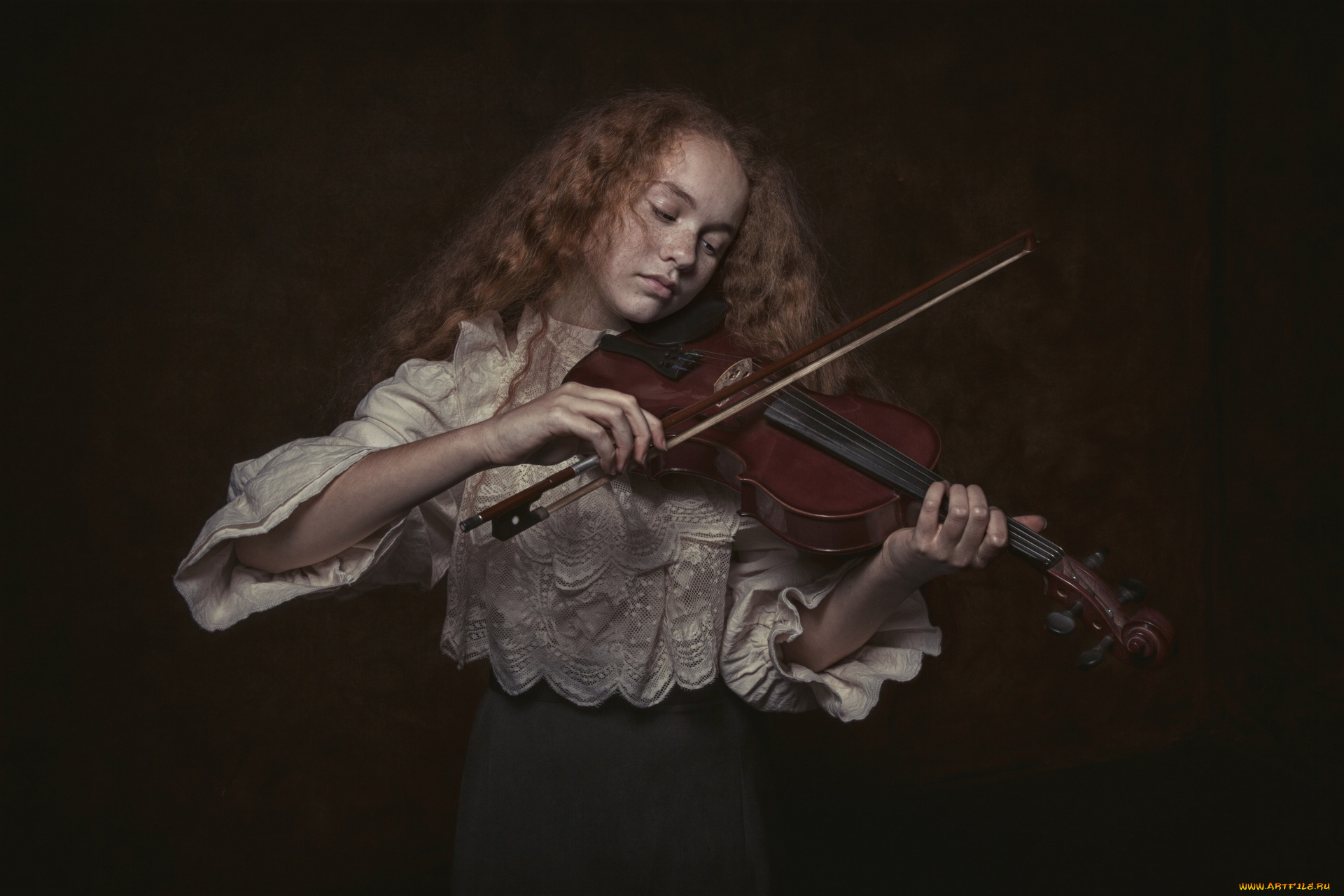 музыка, -, другое, скрипка, девушка