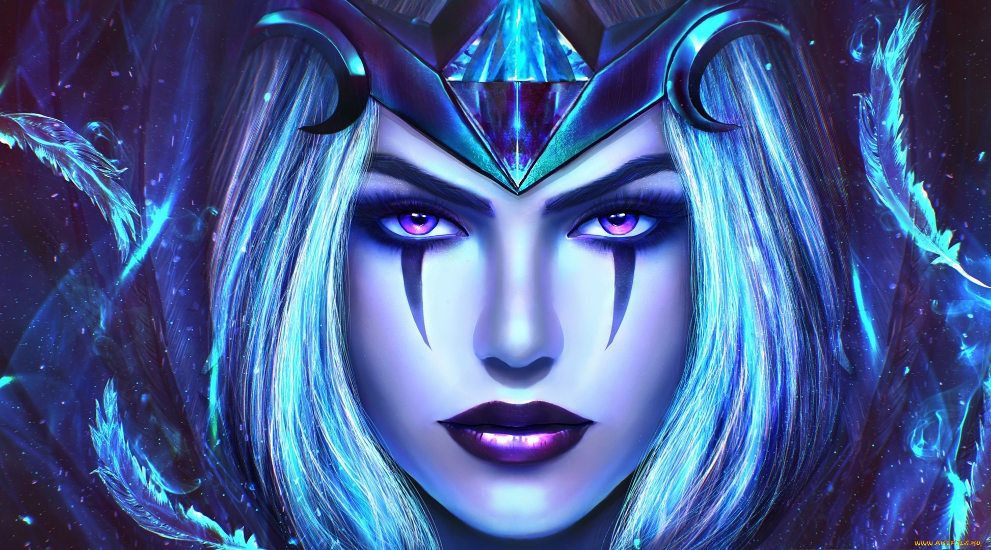 видео, игры, league, of, legends, woman, eyes, ravenborn, leblanc, girl, long, hairl, blue, face
