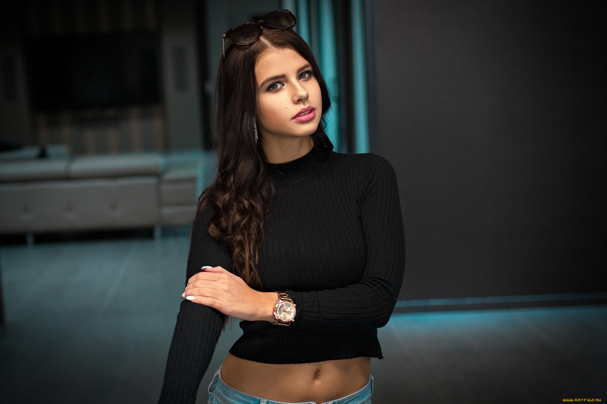 девушки, -unsort, , брюнетки, , шатенки, макияж, брюнетка, портрет, кофта, красотка, прическа