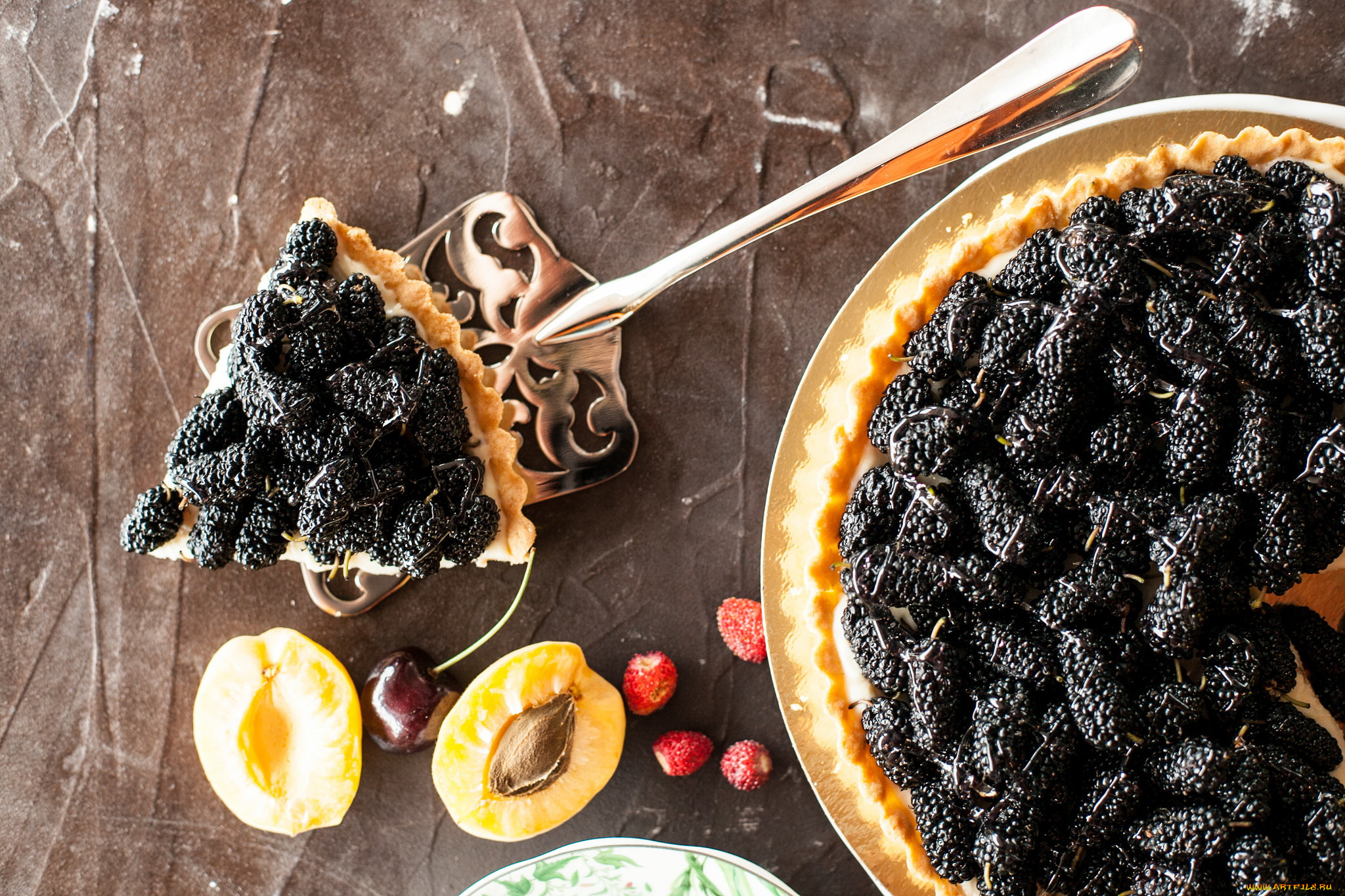 еда, пироги, фрукты, лопатка, начинка, пирог