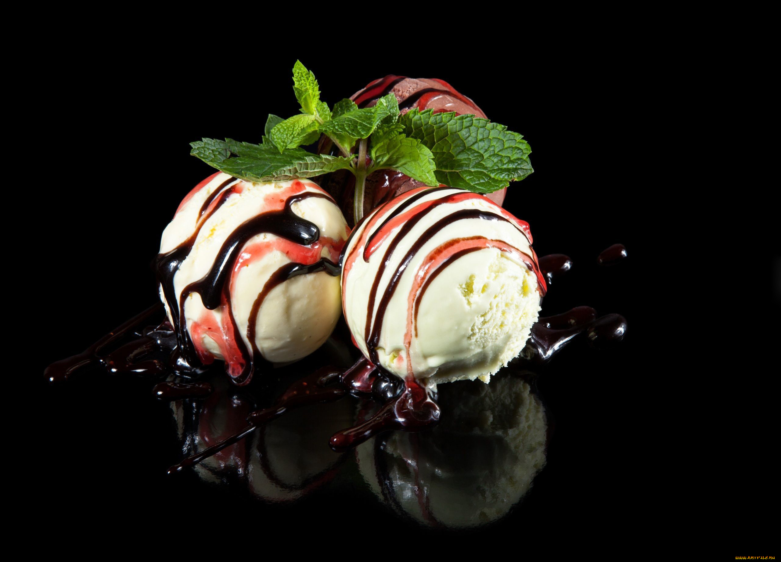 еда, мороженое, , десерты, сироп, мята