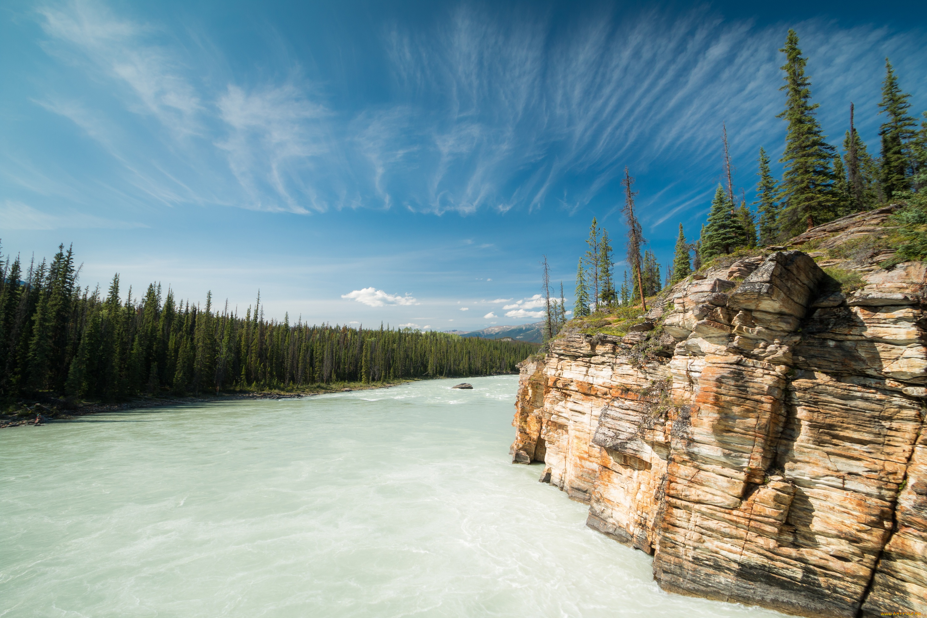 природа, реки, озера, bow, river, река, боу, alberta, скала, canada, альберта, канада, лес