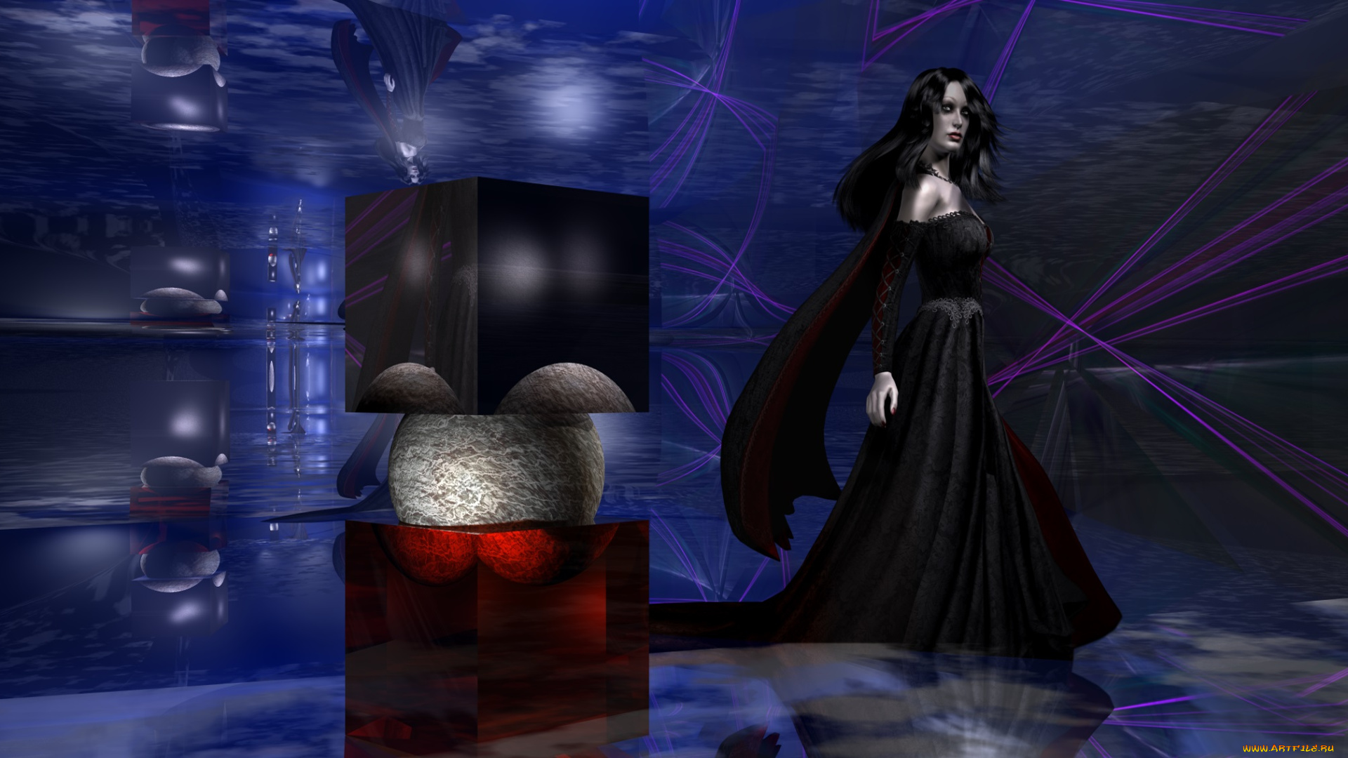 3д, графика, фантазия, , fantasy, девушка, взгляд, фон