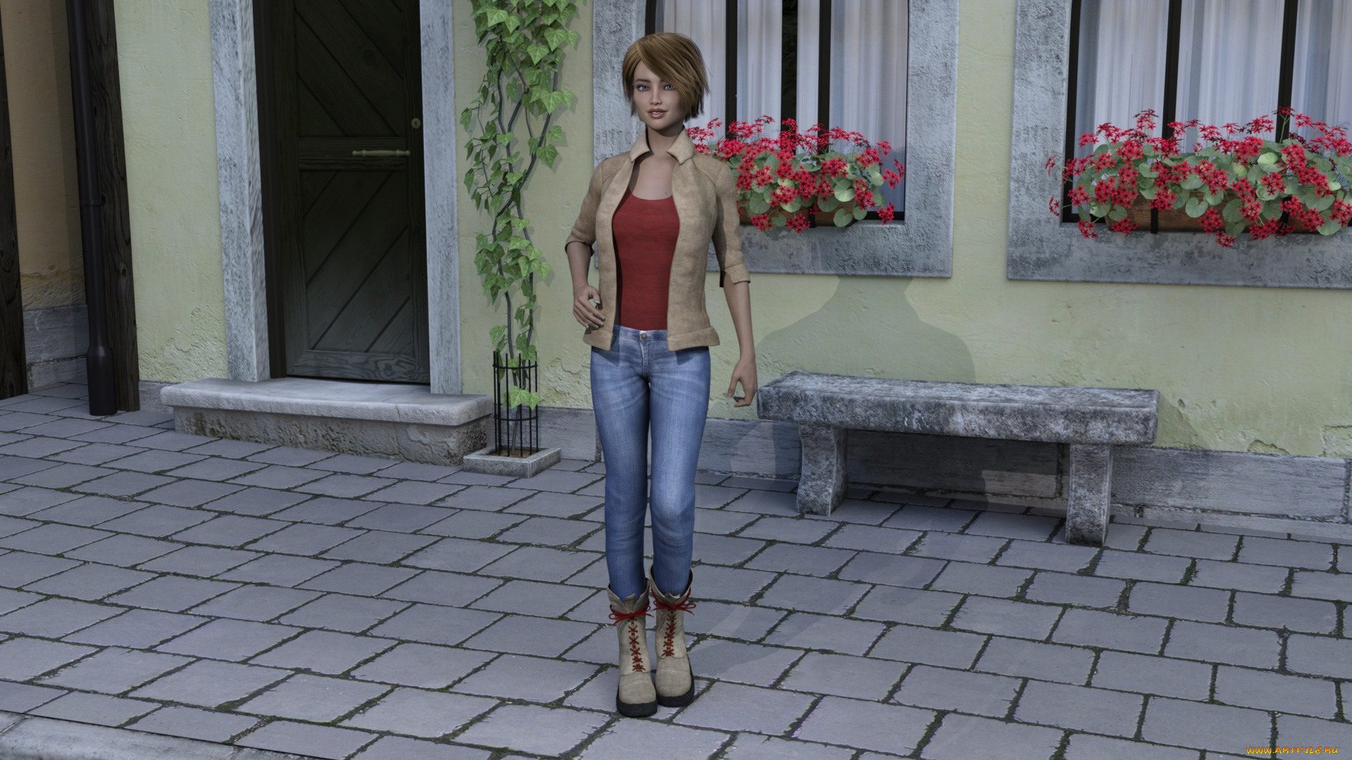 3д, графика, люди, , people, девушка, взгляд, фон