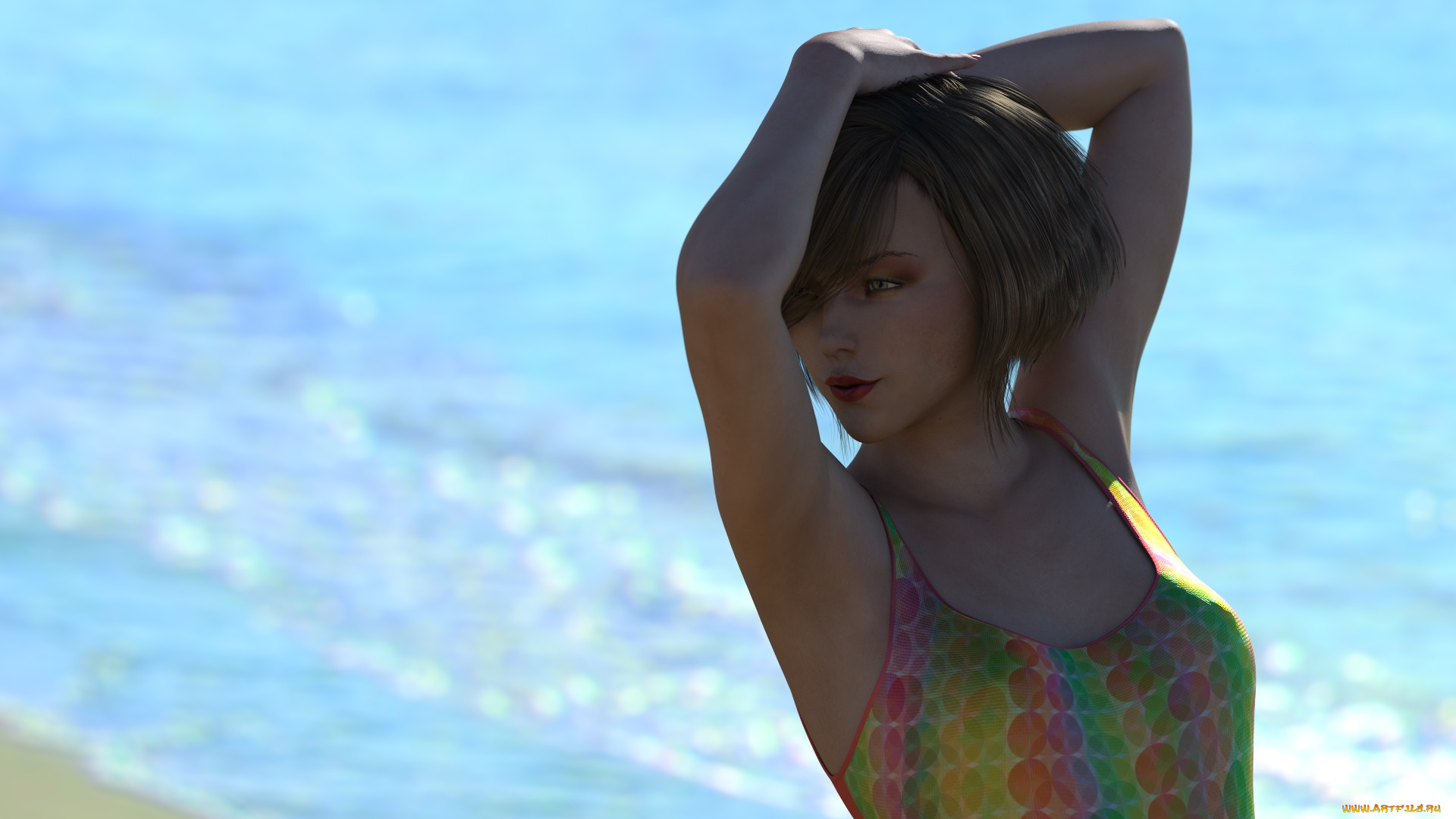 3д, графика, люди, , people, девушка, взгляд, фон